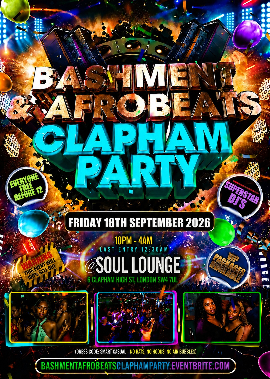Bashment & Afrobeats Clapham Party - Everyone Free Before 12AM
