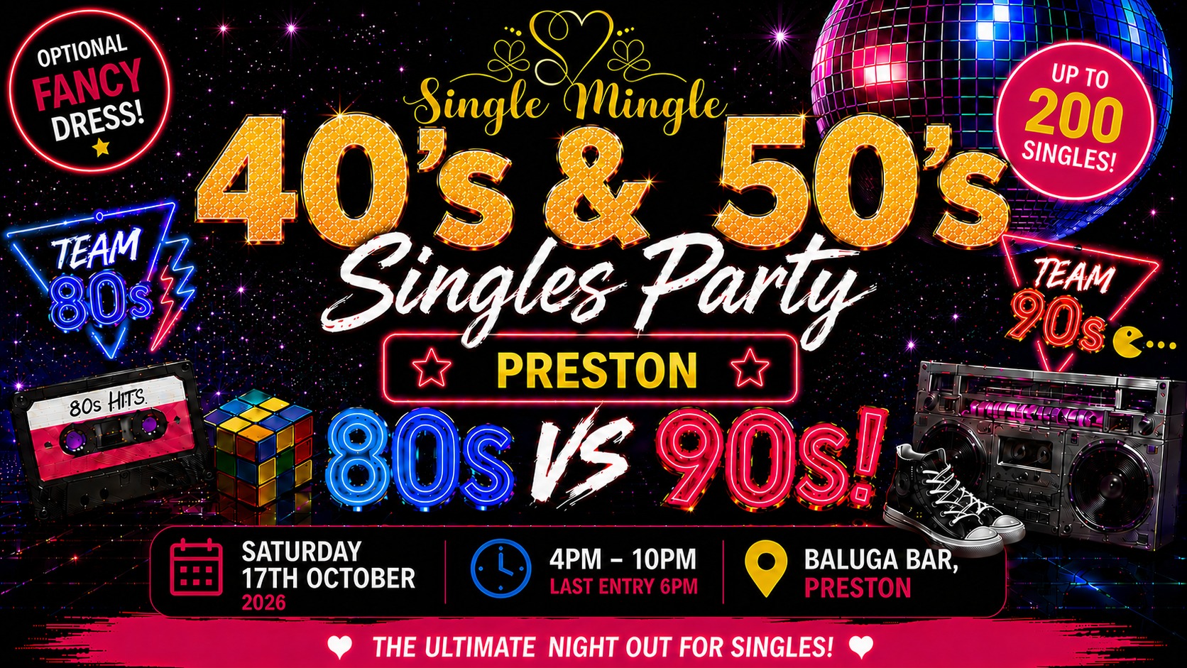 🕺 40s & 50s Singles Party | 80s vs 90s! | Preston @ Baluga Bar | Up To 200 Singles!