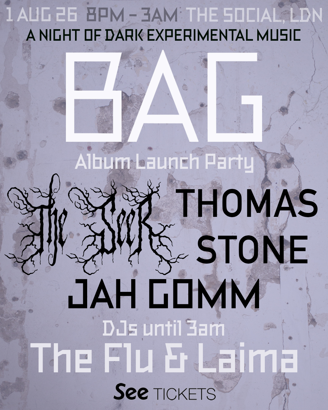 BAG Album Launch Party with The Seer, Thomas Stone & JAH GOMM