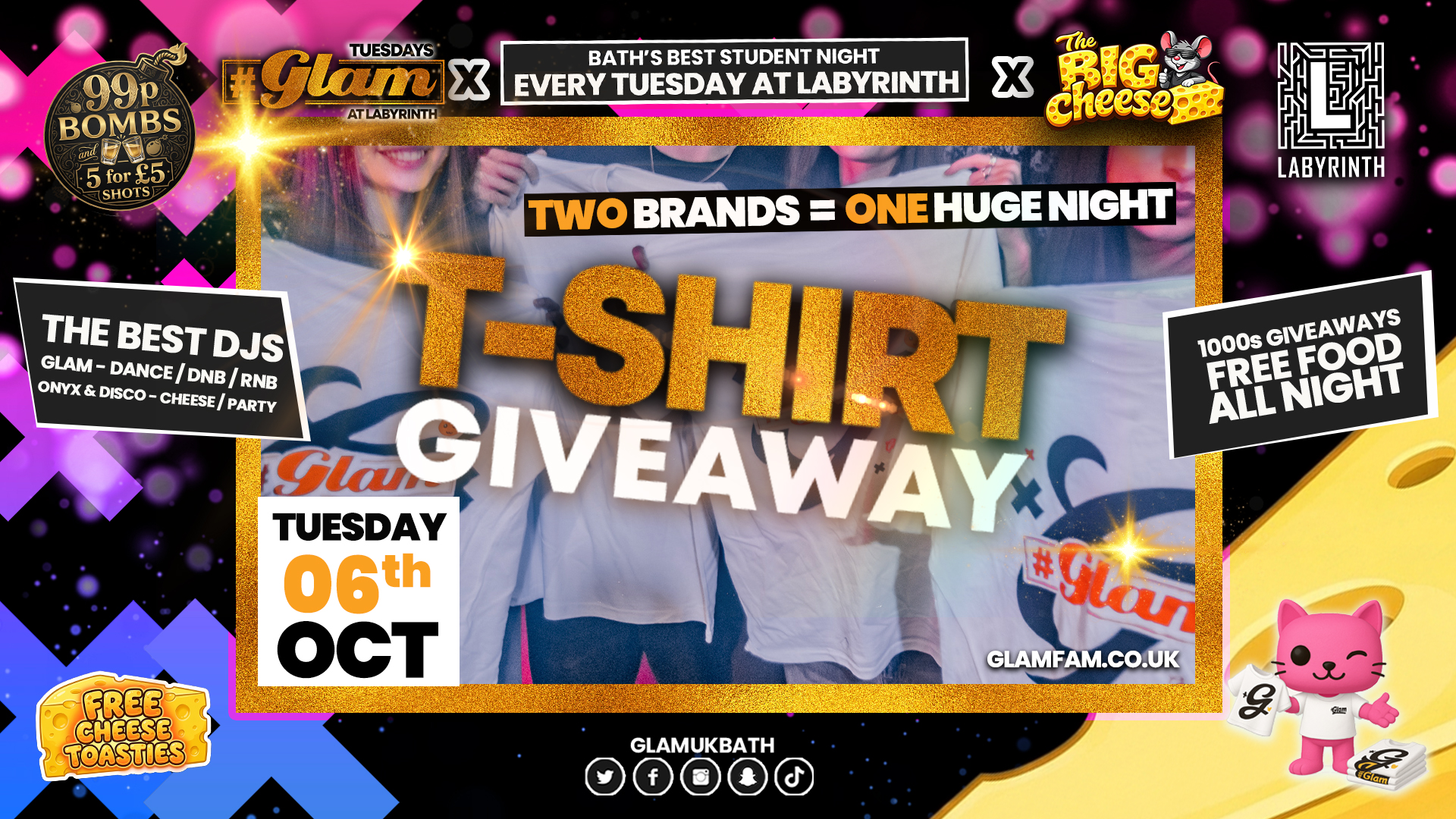 😻  GLAM | 👕👕 T SHIRT GIVEAWAY!! 👕👕 Tickets and Drinks from 99p!‼️