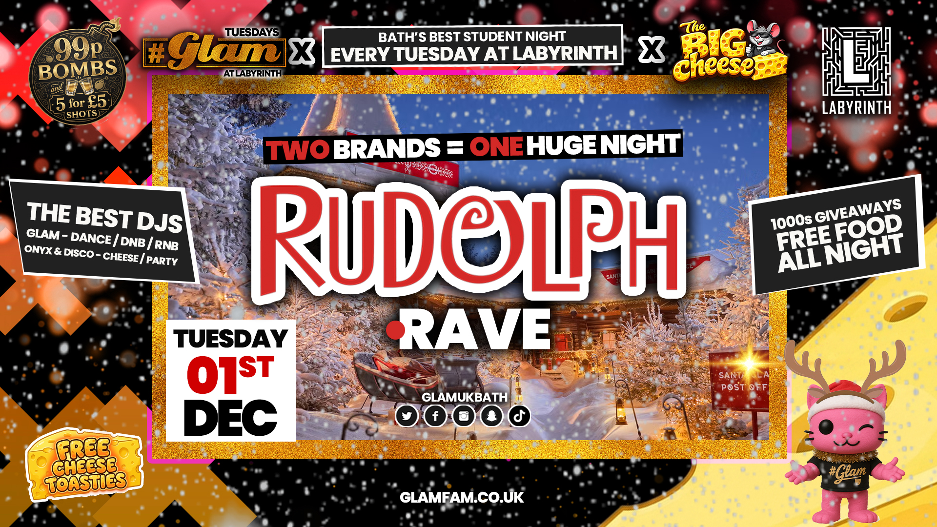 😻  GLAM  |  🦌 RUDOLPH RAVE!! 🦌 2 Brands - One HUGE NIGHT! 🤯 | 5 Shots for £5 and 99p Bombs! Plus Tickets and from 99p!‼️