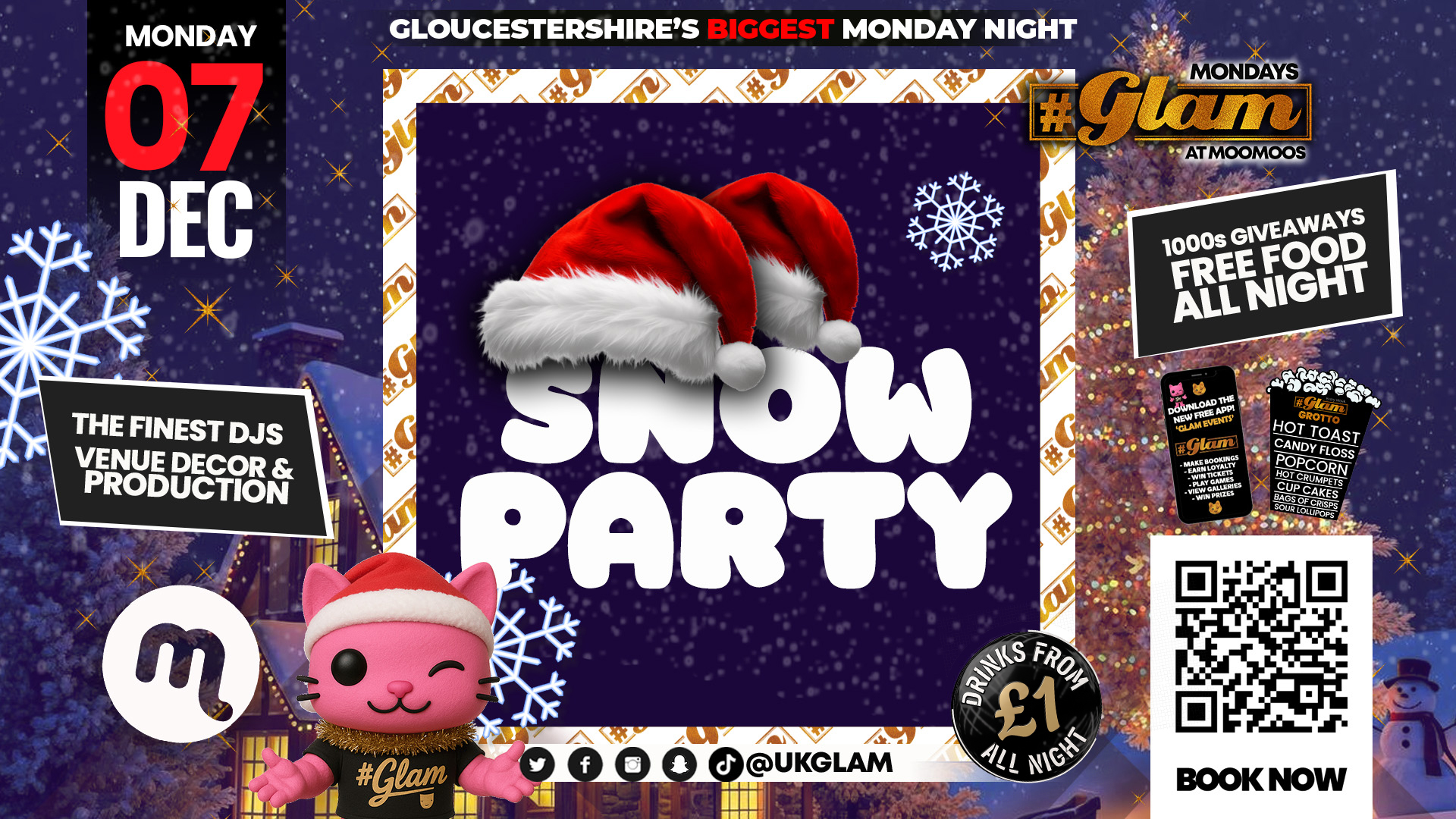 Glam Cheltenham - CHRISTMAS SNOW PARTY! ❄️☃️ £1 Drinks ALL NIGHT! ❤️‍🔥