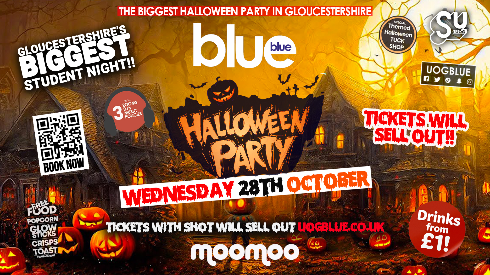 Blue & Blue  🧟🧛🏻‍♀️🐈‍⬛ HALLOWEEN!! 🎃🦇👻 GLOUCESTERSHIRE'S BIGGEST & OFFICIAL HALLOWEEN PARTY 2026 🧟⛓️😈 £1 Drinks ALL NIGHT!