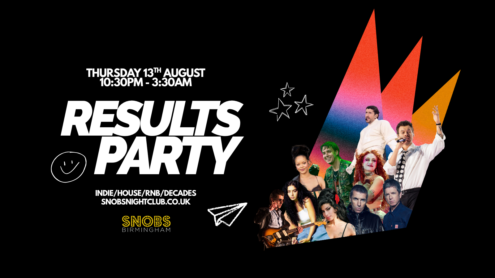 Snobs A-Level Results Party –  – Birmingham A-level results celebration 13th August 2026