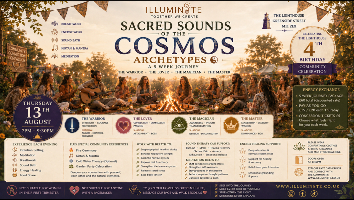 Illumin8te | Sacred Sounds Of The Cosmos | Archetypes | (Sound Bath 13th August) @ THE LIGHTHOUSE 7PM