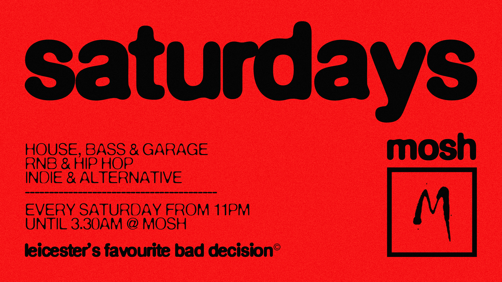 🥳 MOSH SATURDAYS - 5TH SEPTEMBER🥳