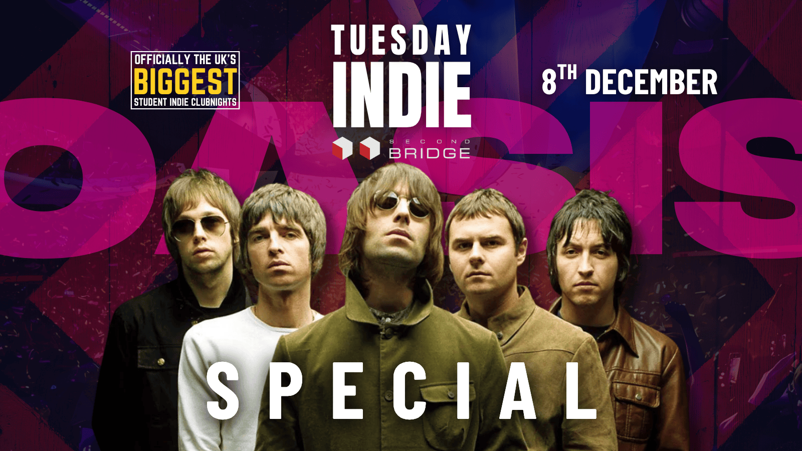 Tuesday Indie OASIS SPECIAL at Second Bridge - 8th December
