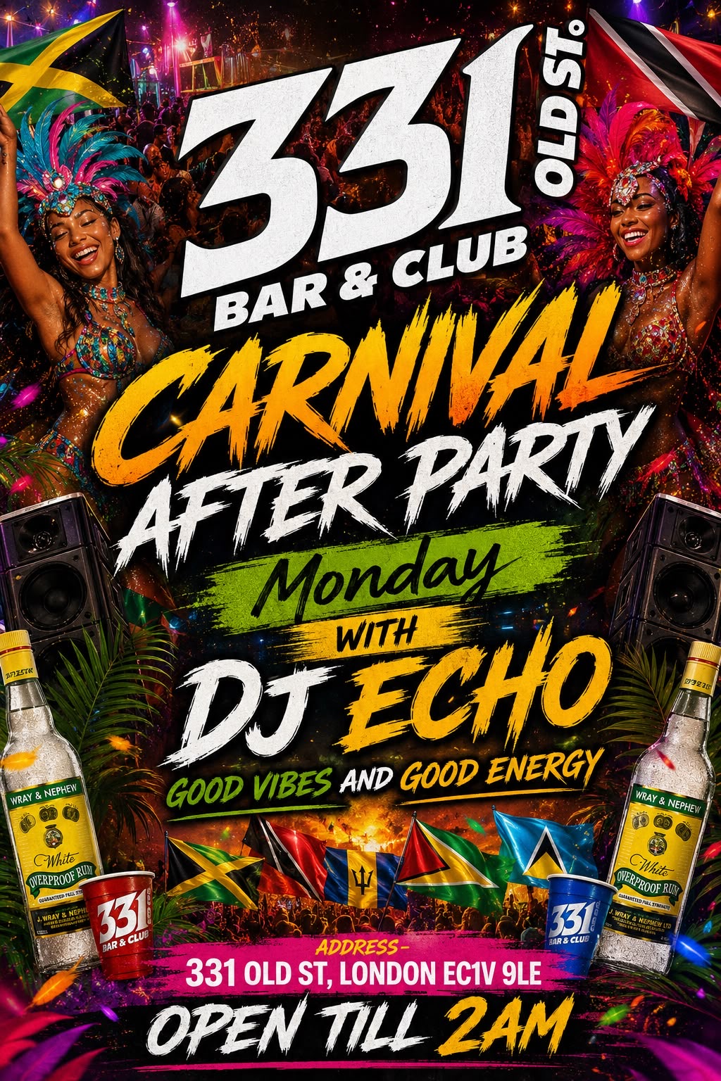 Monday Carnival after Party @331 old street. Open till 2am