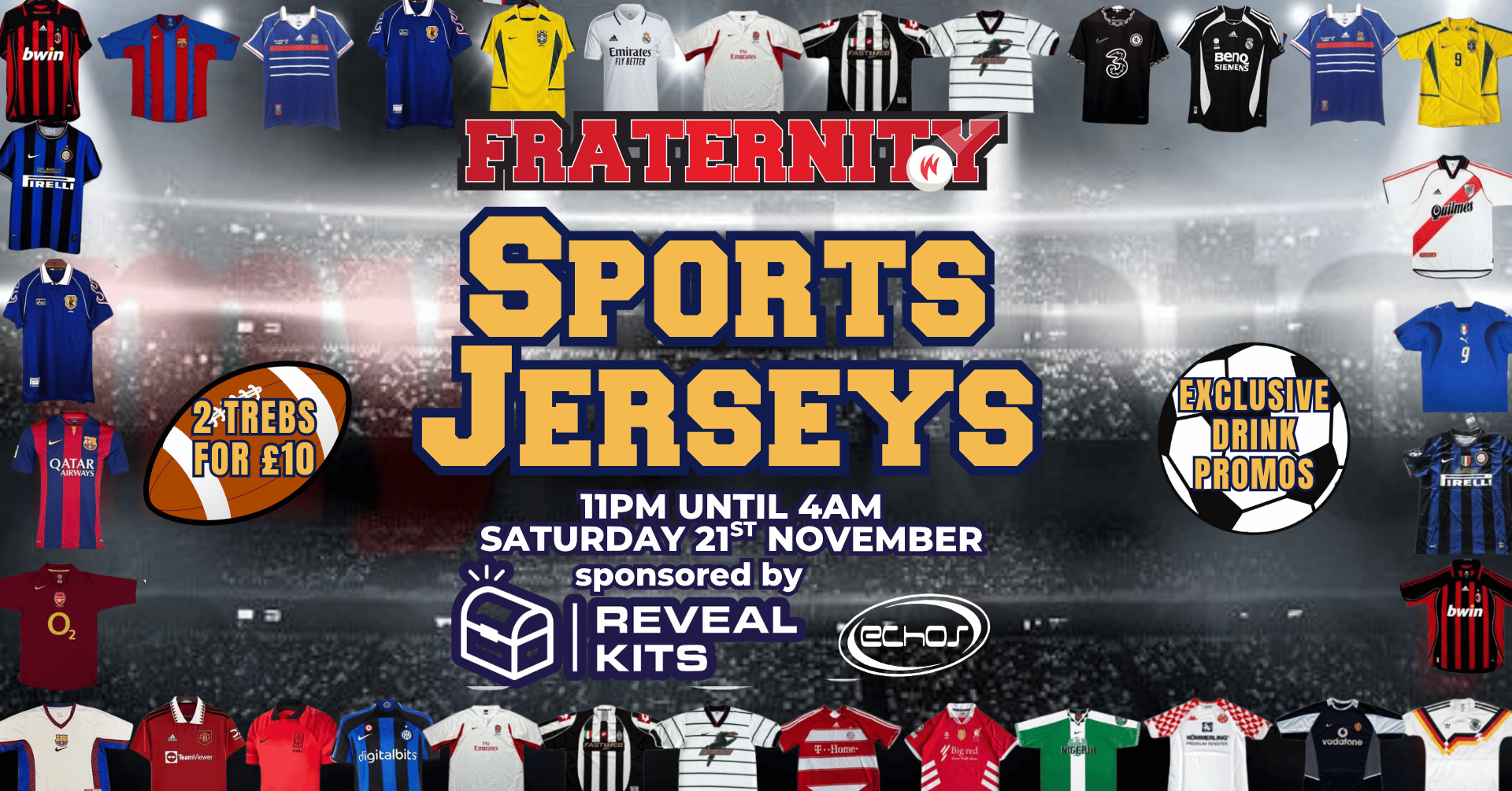 Fraternity x REVEAL KITS Presents: SPORTS JERSEYS 👕⚽️🍻