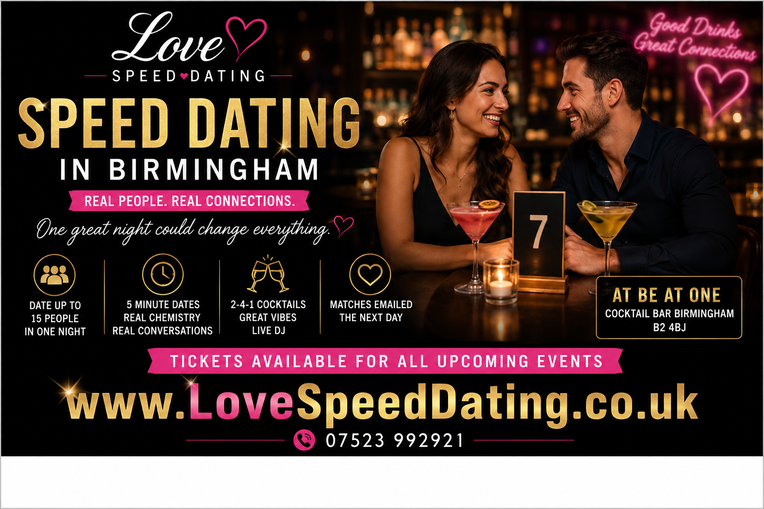 Speed Dating Singles Night Birmingham ages 30's & 40's