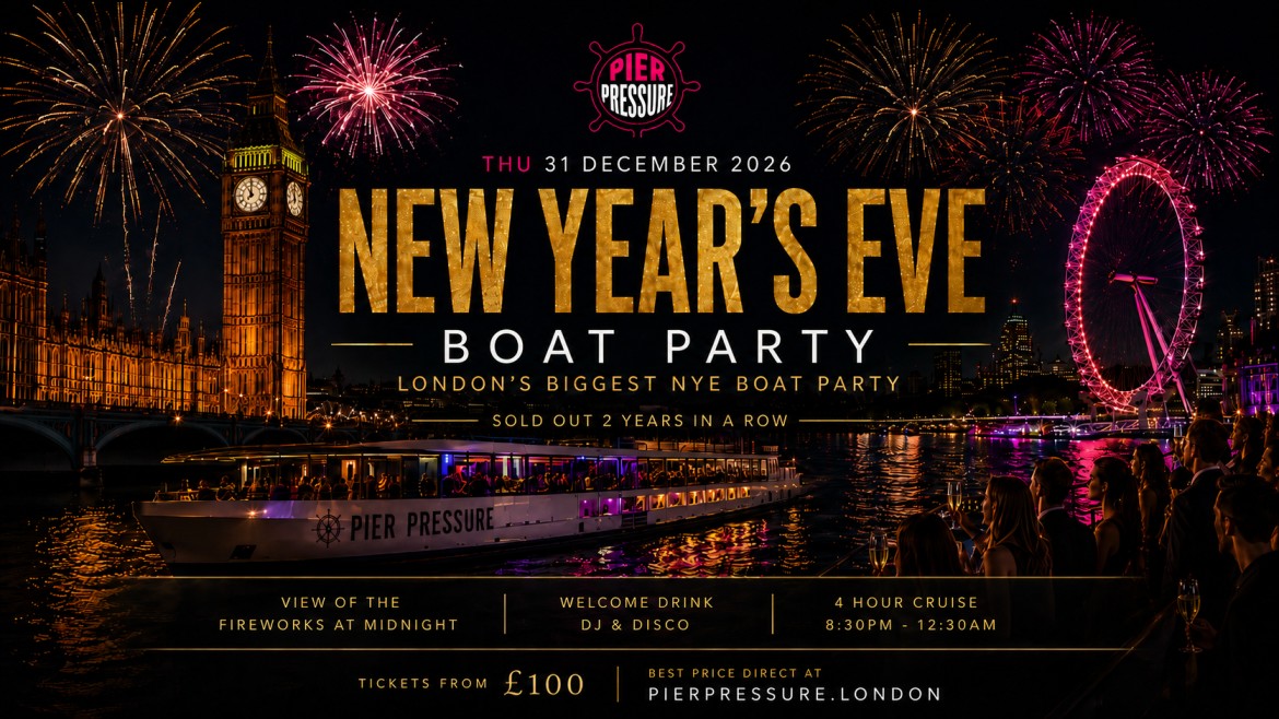 New Year’s Eve London 2026/27 | Fireworks View Thames Boat Party