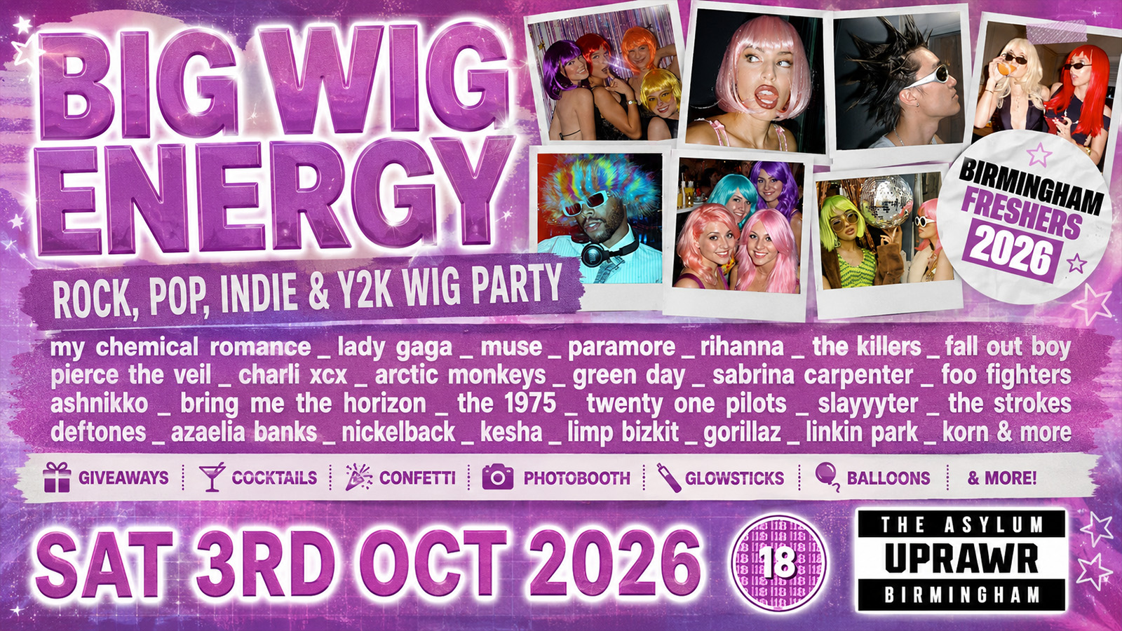 UPRAWR FRESHERS: Big Wig Energy Y2K Wig Party 👱‍♀️👩‍🎤 2000s Rock, Pop and Indie Clubnight 💅 Freshers 2026