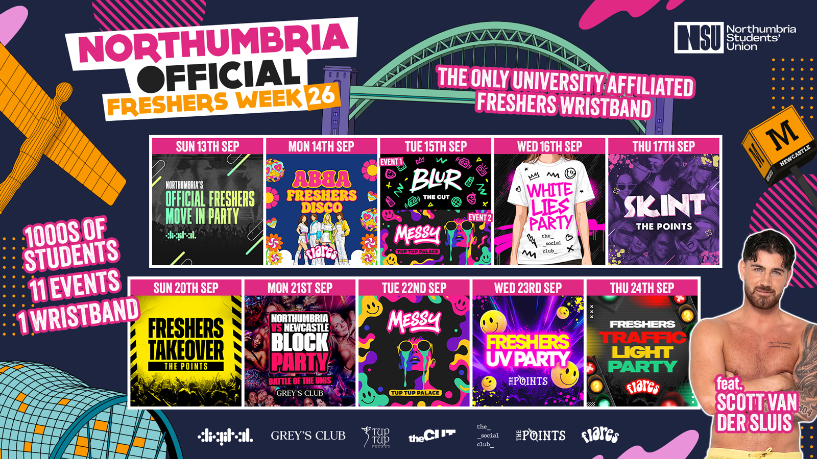 THE OFFICIAL NORTHUMBRIA UNIVERSITY FRESHERS WRISTBAND – INCLUDES MOVE IN WEEK + FRESHERS WEEK! ⚡️ 2 WEEKS FOR THE PRICE OF 1! ⚡️