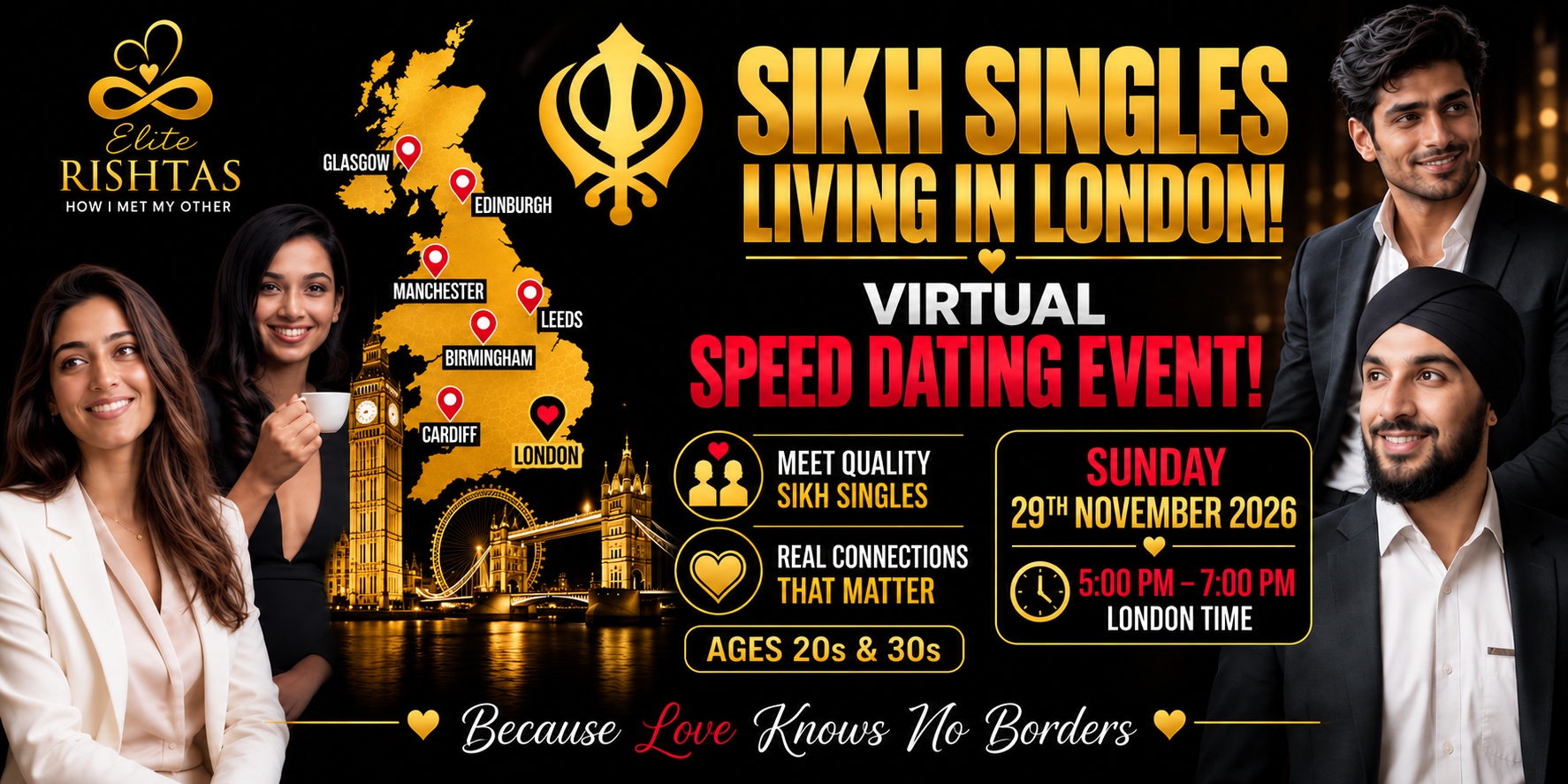 Online Speed Dating | For Sikh Singles in London, UK (Ages 20s & 30s)