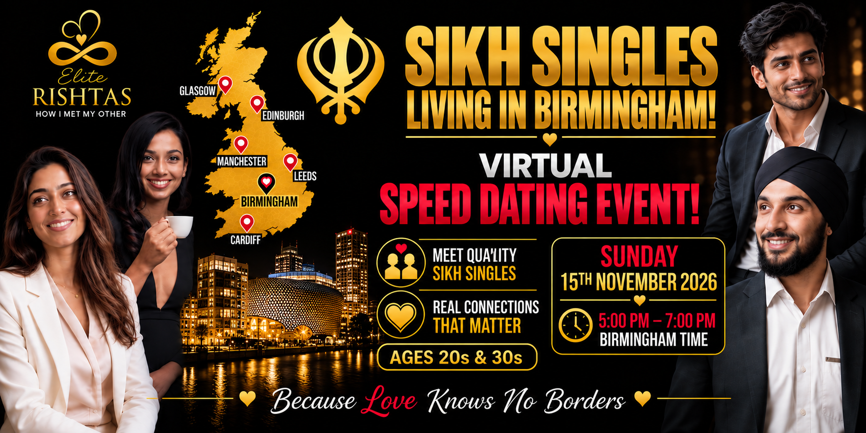 Online Speed Dating | For Sikh Singles in Birmingham, UK (Ages 20s & 30s)
