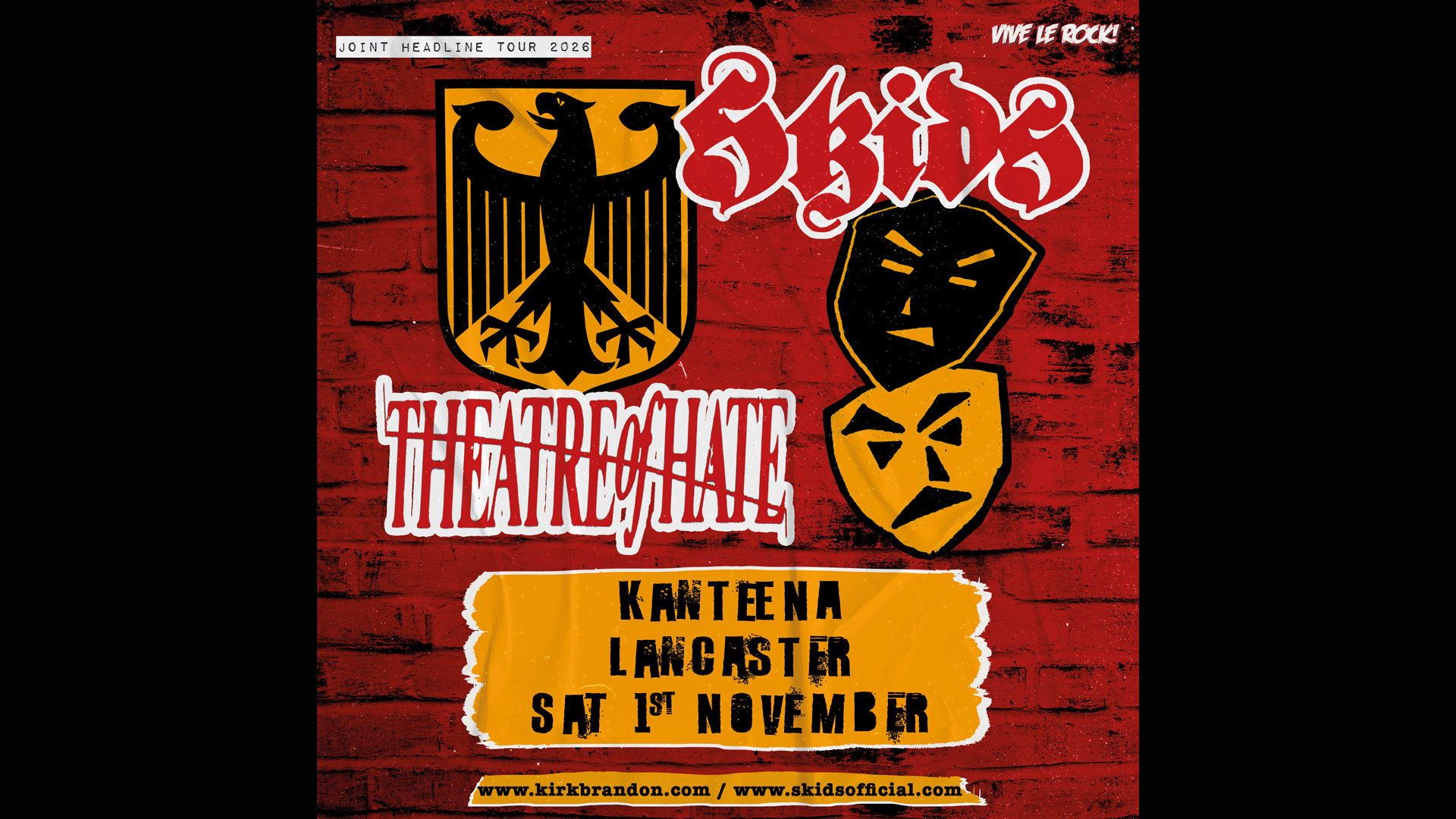 THE SKIDS / THEATRE OF HATE – Co Headline Tour 2026