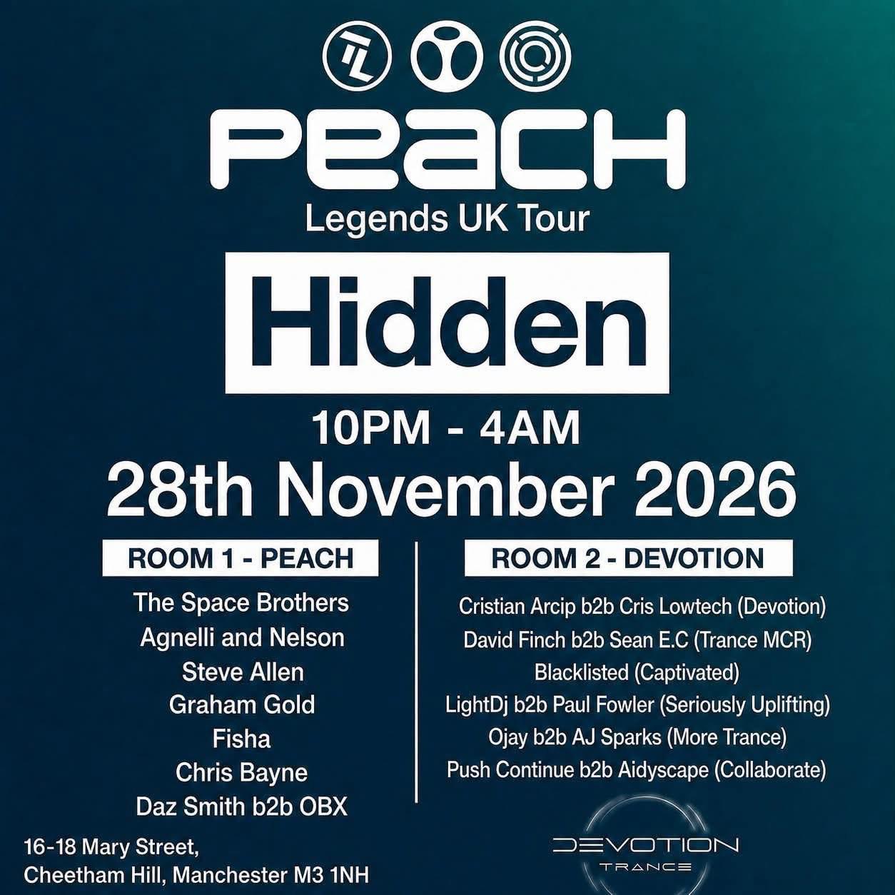 Peach Legends UK Tour  - Hidden, Manchester