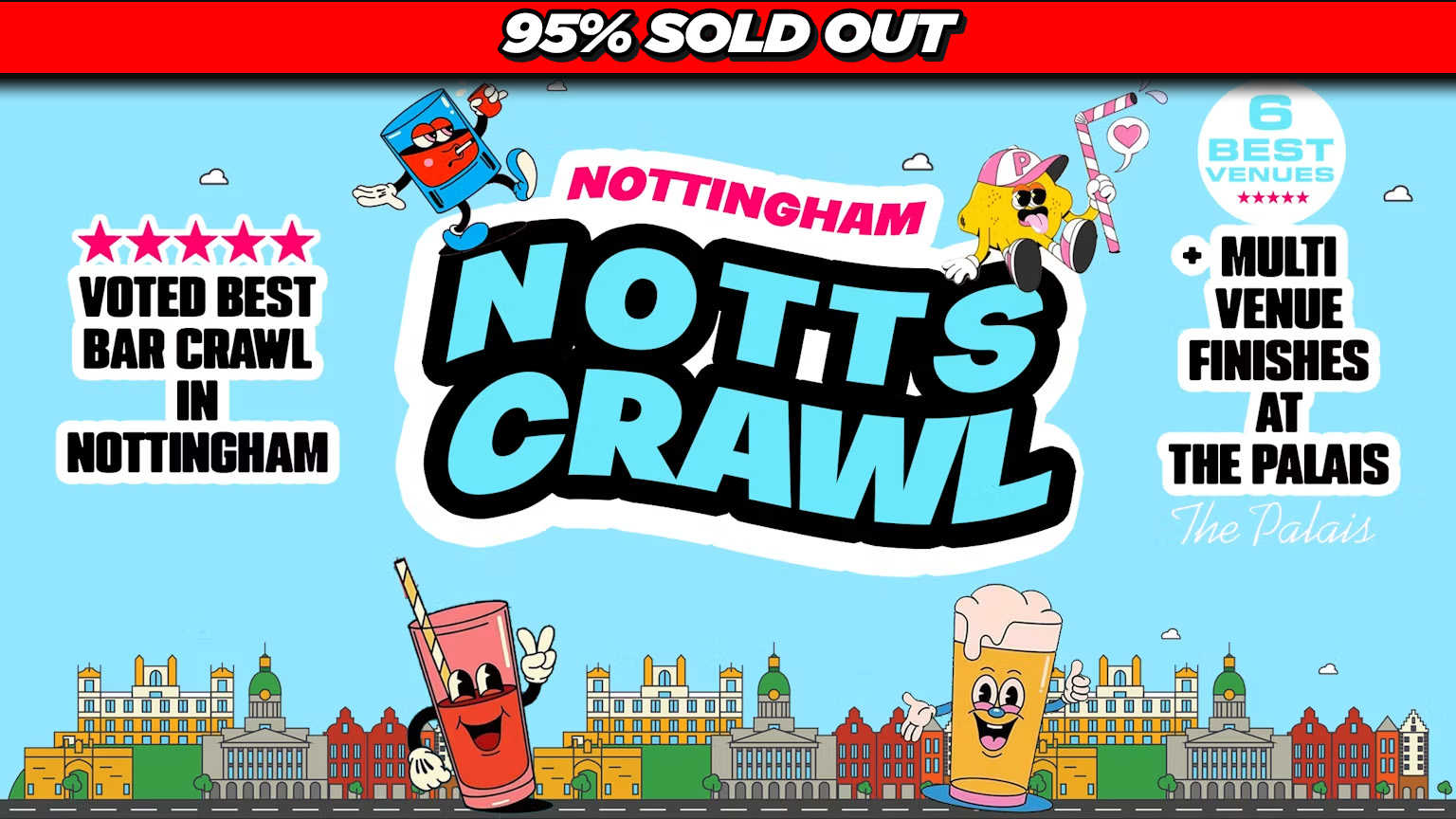 FRESHERS NOTTS BAR CRAWL 2026 ⚡️🚨 95% SOLD OUT 🚨 Nottinghams Biggest Bar Crawls ⚡️ Official Student Partners with BoohooMAN 👕 FREE T-Shirt with Every Ticket! ⚡Sold Out 15 years Running!