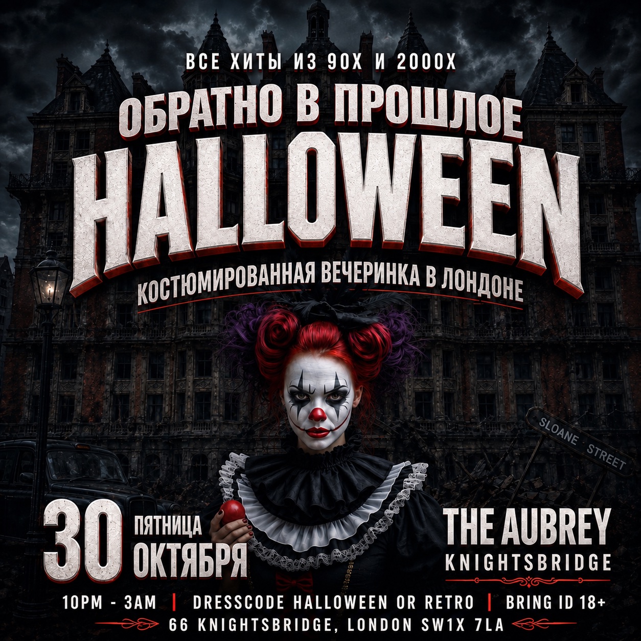 ОБРАТНО В ПРОШЛОЕ 90x & 2000x - RETRO HALLOWEEN Вечеринка в Лондоне - The Aubrey