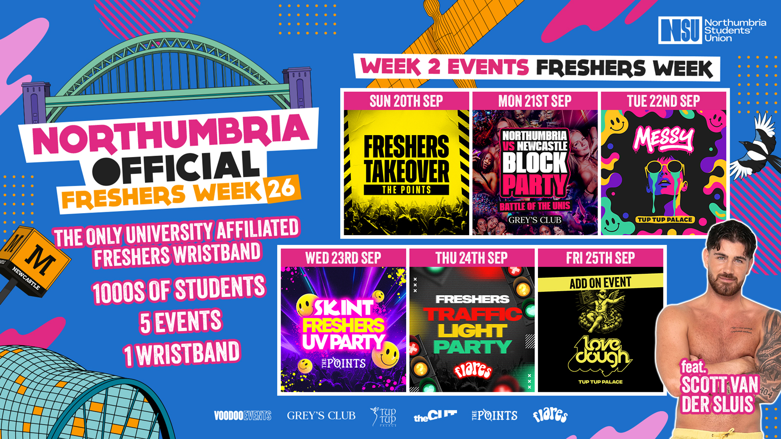 THE OFFICIAL NORTHUMBRIA UNIVERSITY FRESHERS WRISTBAND – ⚡️WEEK 2 EVENTS ⚡️