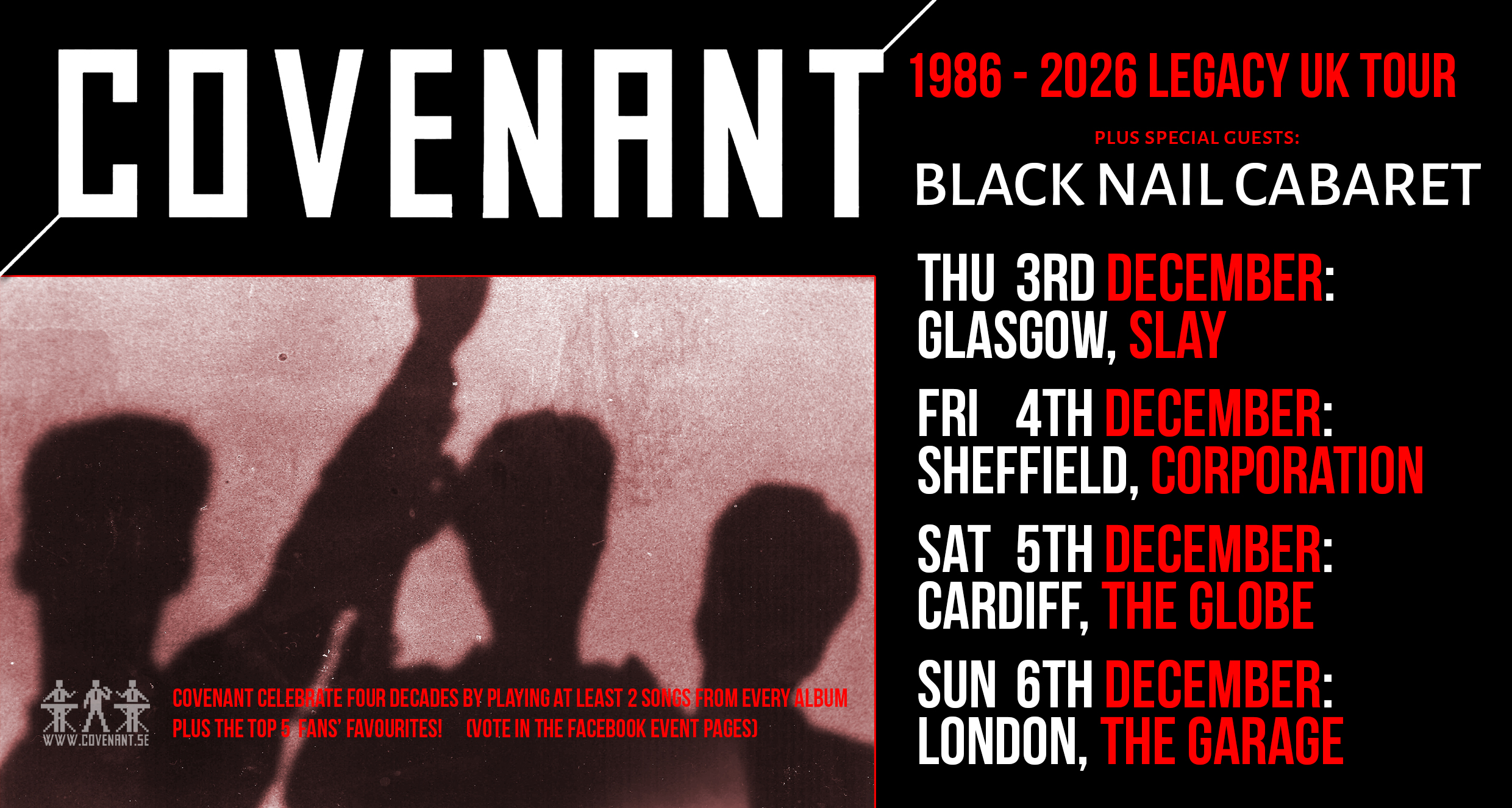 COVENANT 1986-2026 Legacy Tour + Special Guests BLACK NAIL CABARET
