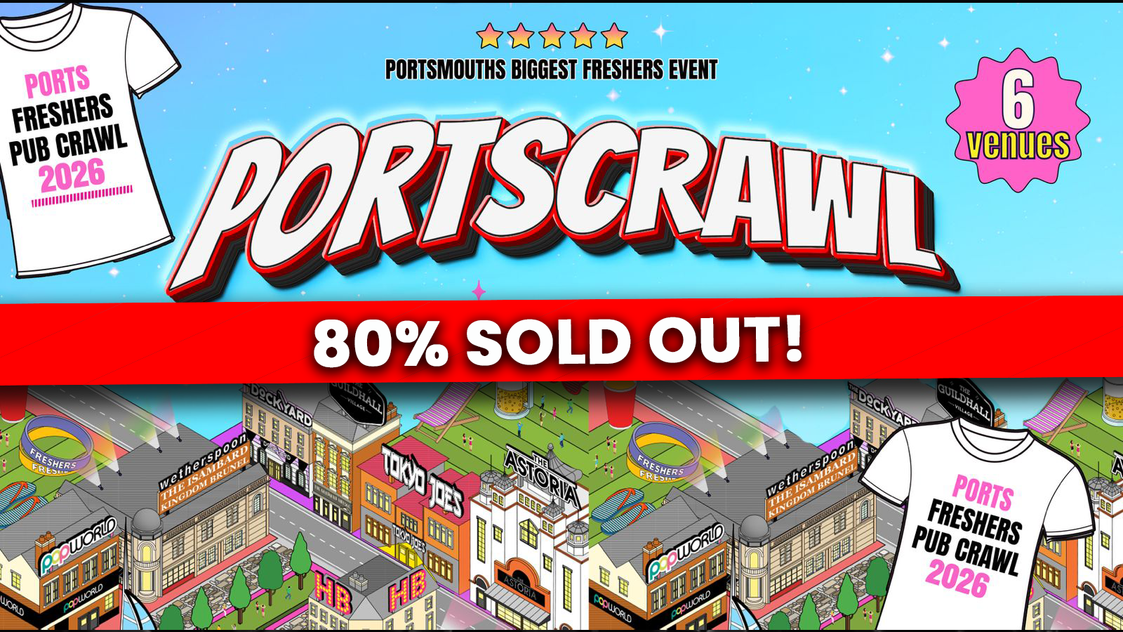 OFFICIAL PORTSCRAWL – ⛳🏌🏼‍♂️ The Original Portsmouth Pub Crawl – 5000 STUDENTS 🚨 – 7 HUGE VENUES 🚨⛳🏌🏼‍♂️- Includes FREE T-SHIRT! ⚠️ 80% SOLD OUT ⚠️