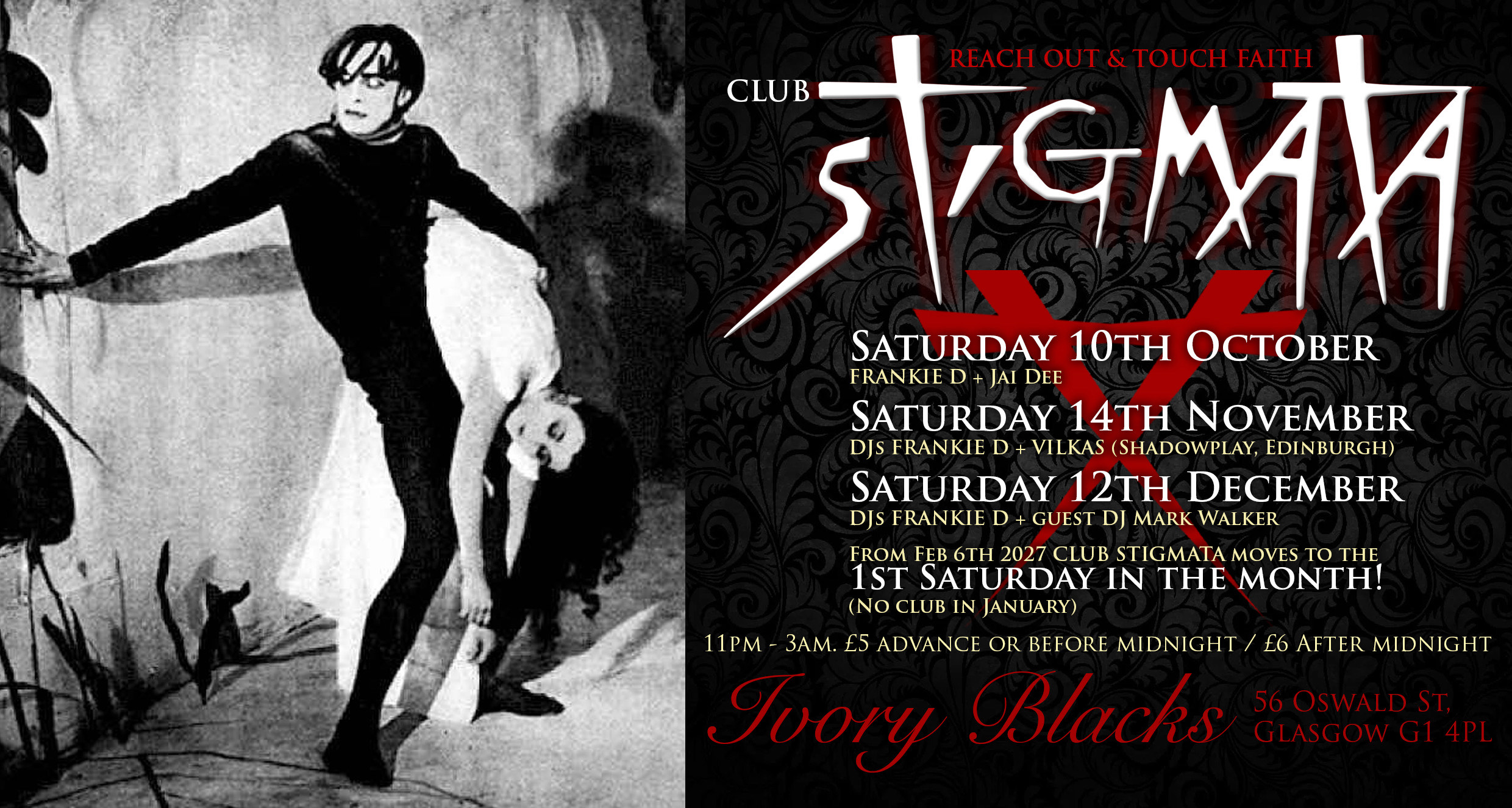 CLUB STIGMATA Sat 14th November w/ Dj’s VILKAS + FRANKIE D