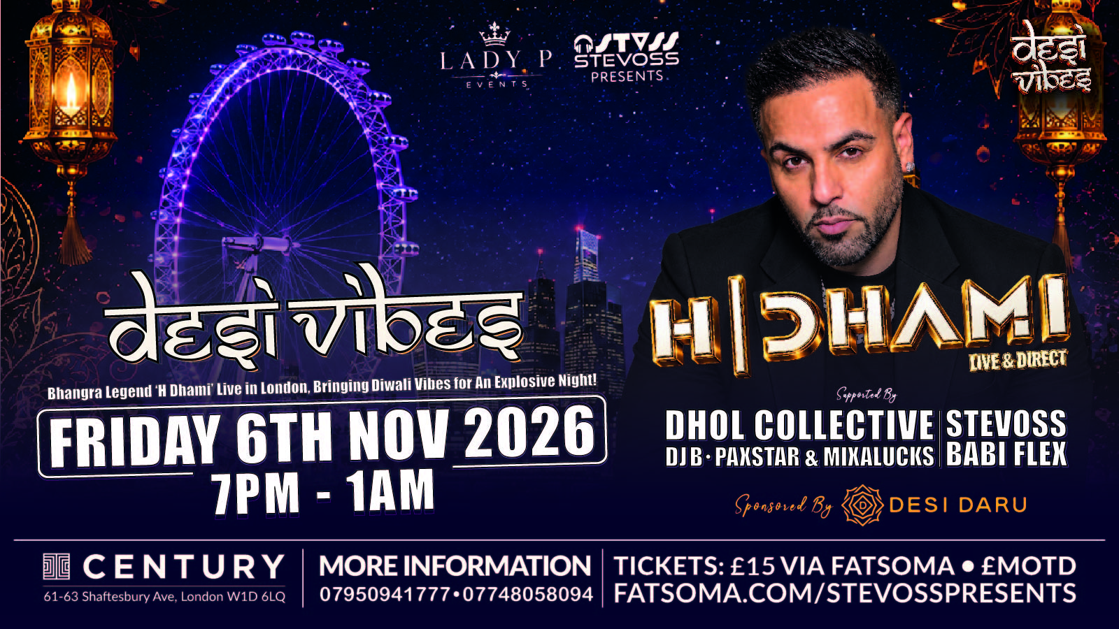 H DHAMI - LIVE - CENTRAL LONDON - DESI VIBES - DIWALI VIBES