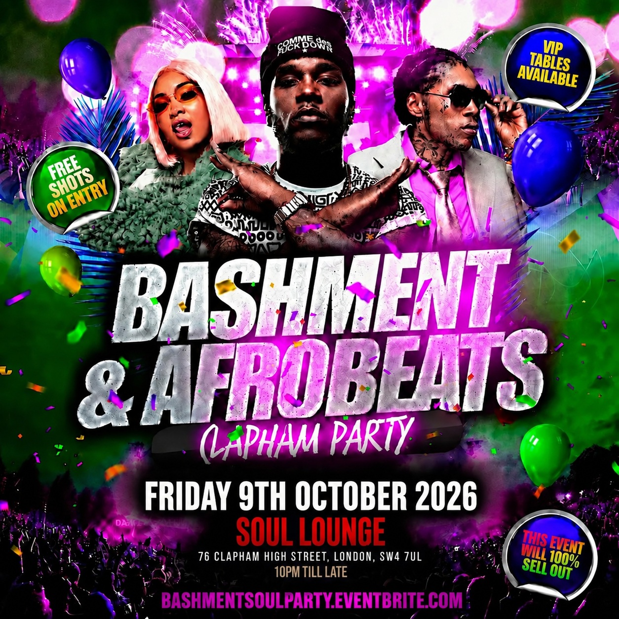 Bashment & Afrobeats Clapham Party - Everyone Free Before 12AM
