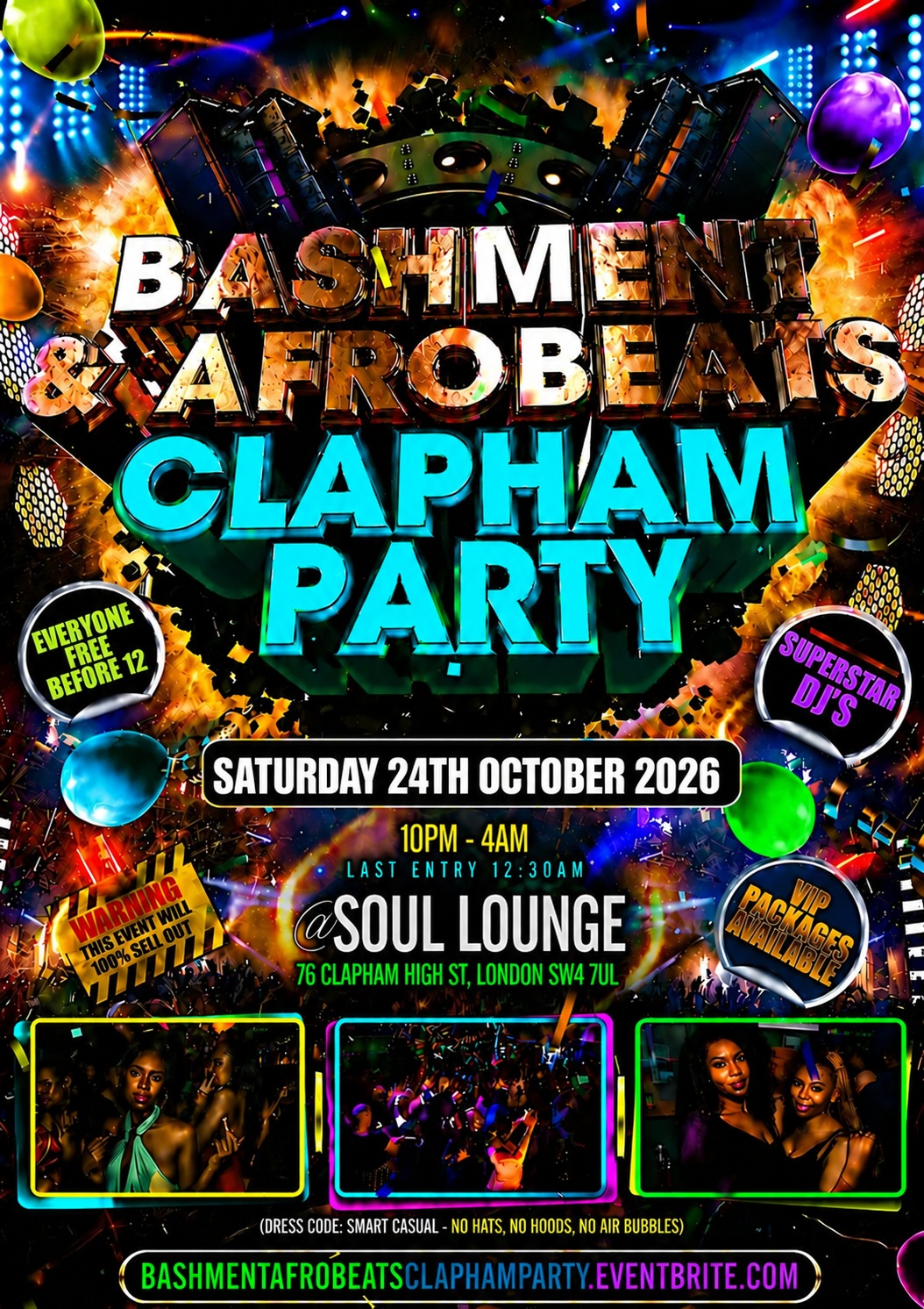 Bashment & Afrobeats Clapham Party - Everyone Free Before 12AM