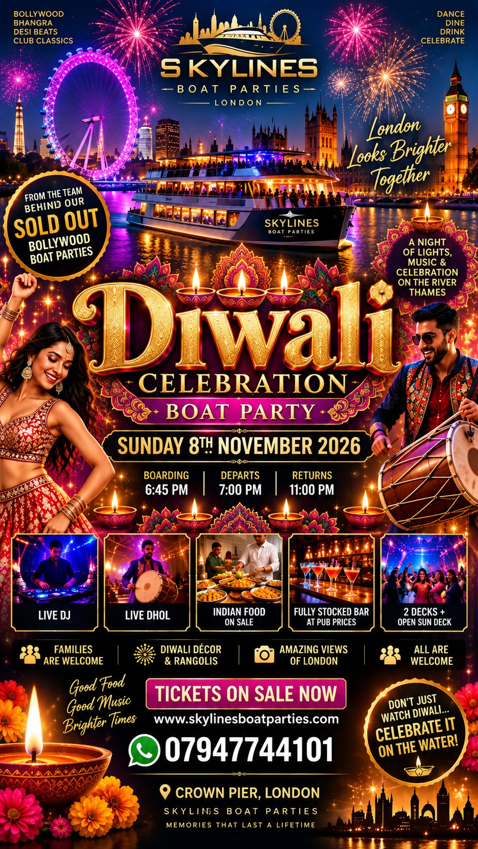🚢 DIWALI CELEBRATIONS LONDON’S BIGGEST BOLLYWOOD DIWALI BOAT PARTY IS BACK! 🇮🇳✨