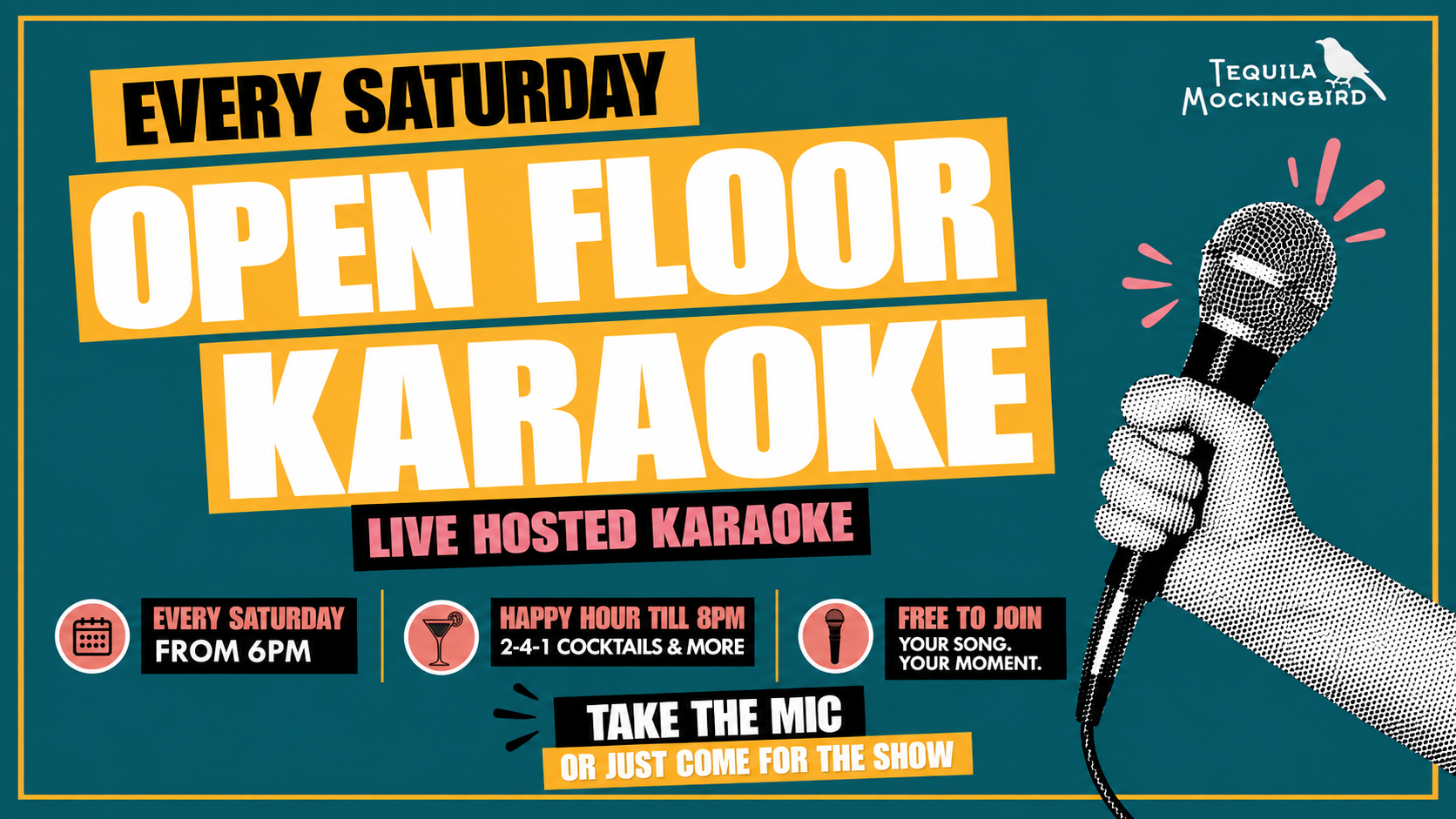 Live hosted karaoke. — Tequila Mockingbird Covent Garden | Until 31 Dec ...