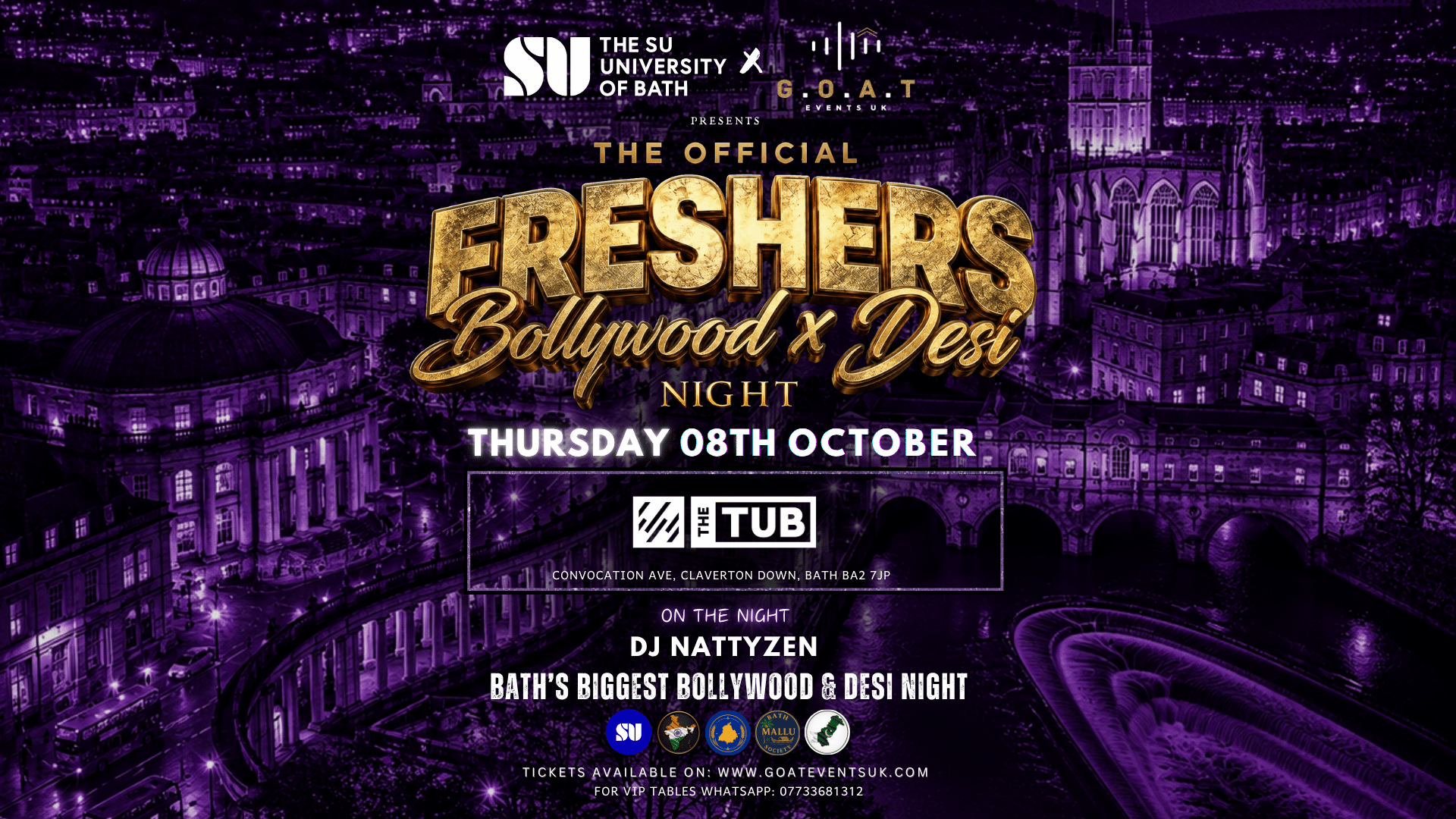 (90% SOLD OUT) THE OFFICIAL BOLLYWOOD X DESI FRESHERS WELCOME PARTY – MASSIVE TAKEOVER | 08TH OCTOBER- BATH