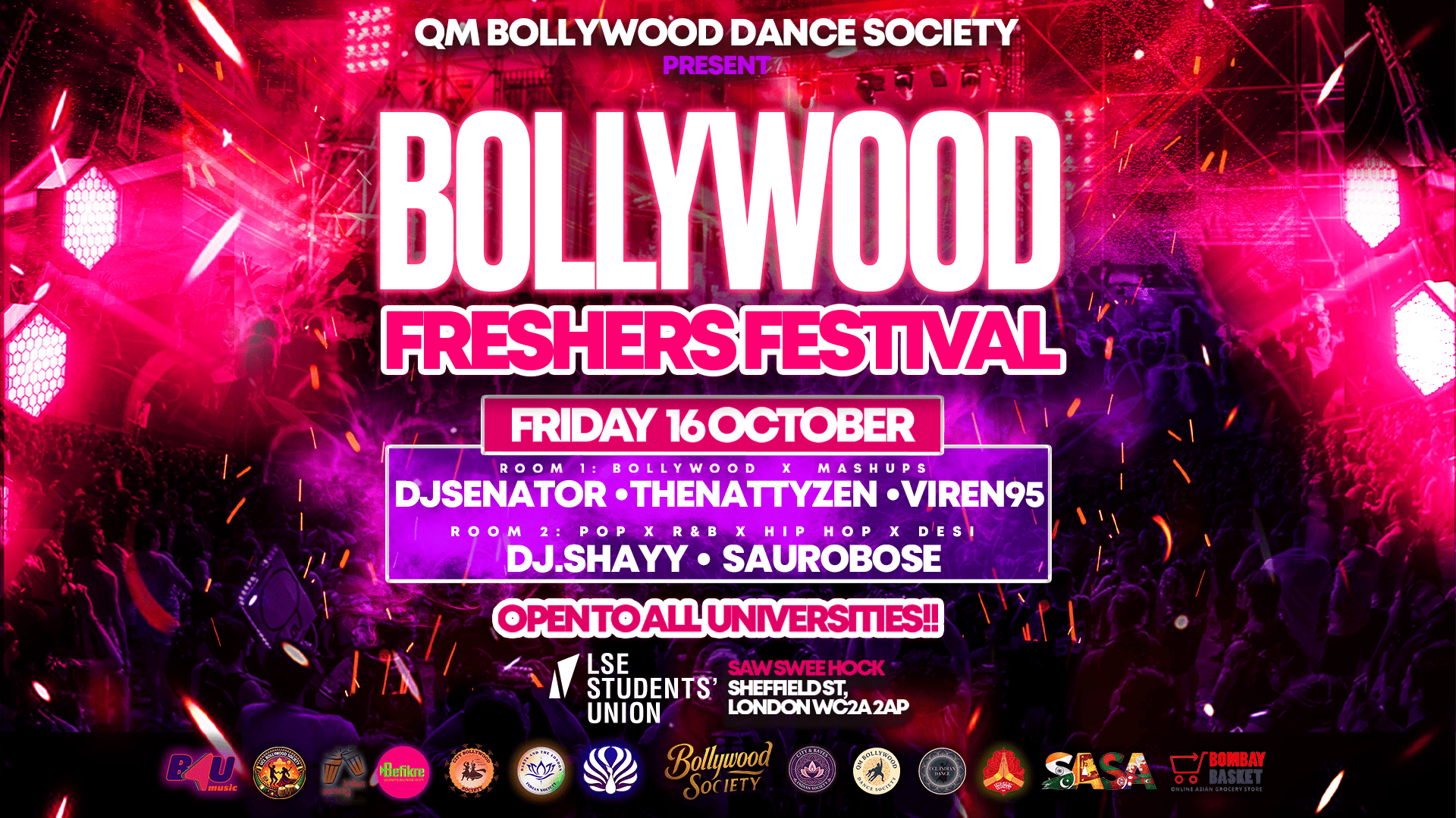 QM Bollywood Dance Society presents Bollywood Freshers Festival (London's Official Bollywood Student Festival) - Friday 16 October