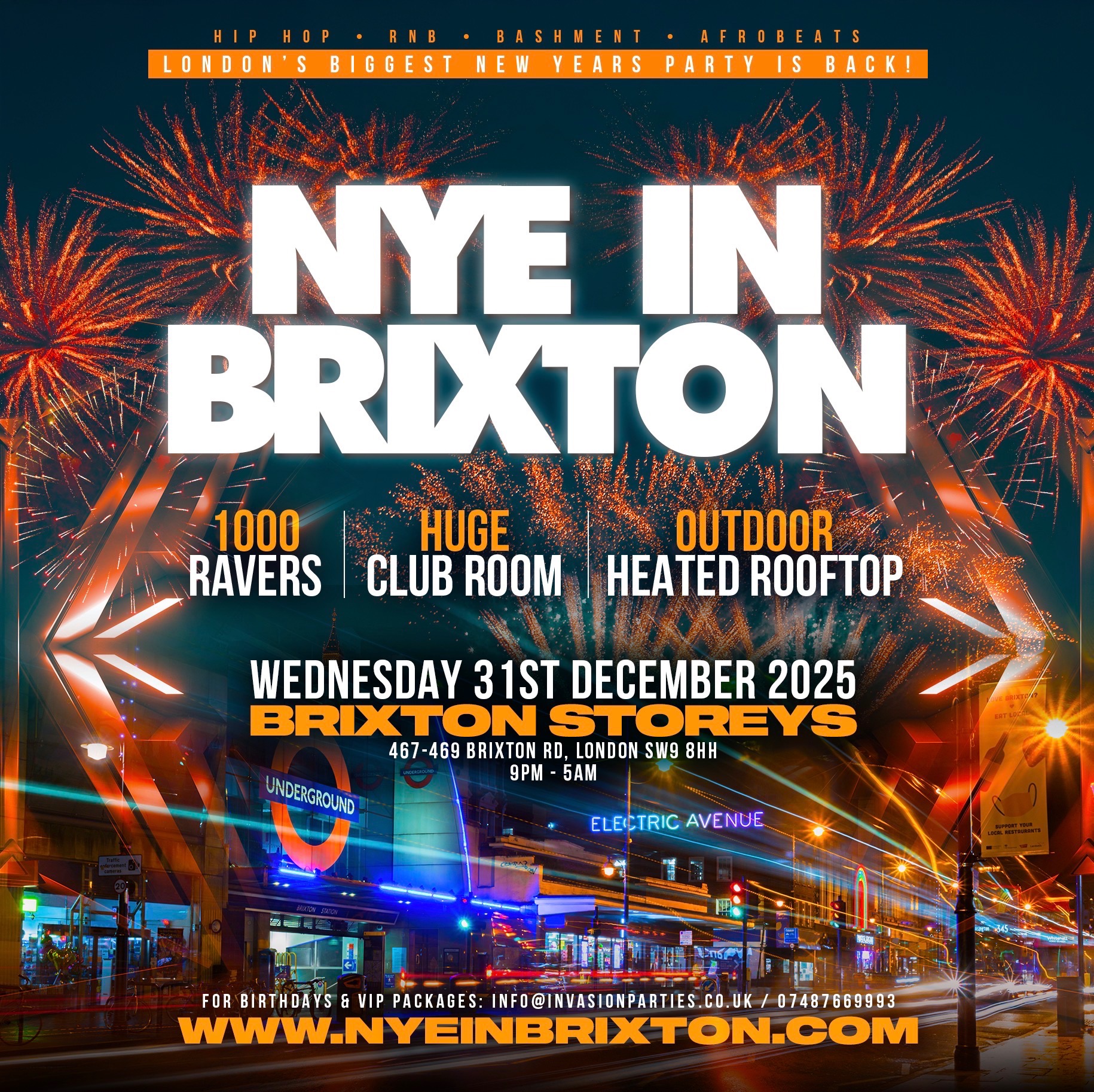 NYE IN BRIXTON - London's Biggest New Years Eve Party (1000+ RAVERS)
