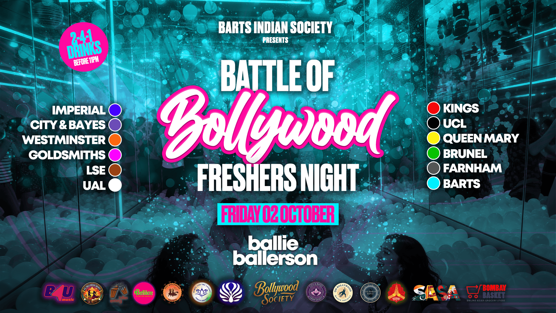 Barts Indian Society presents BATTLE OF BOLLYWOOD (The Official London Universities Freshers Clash) @BallieBallerson [TRENDING🔥]