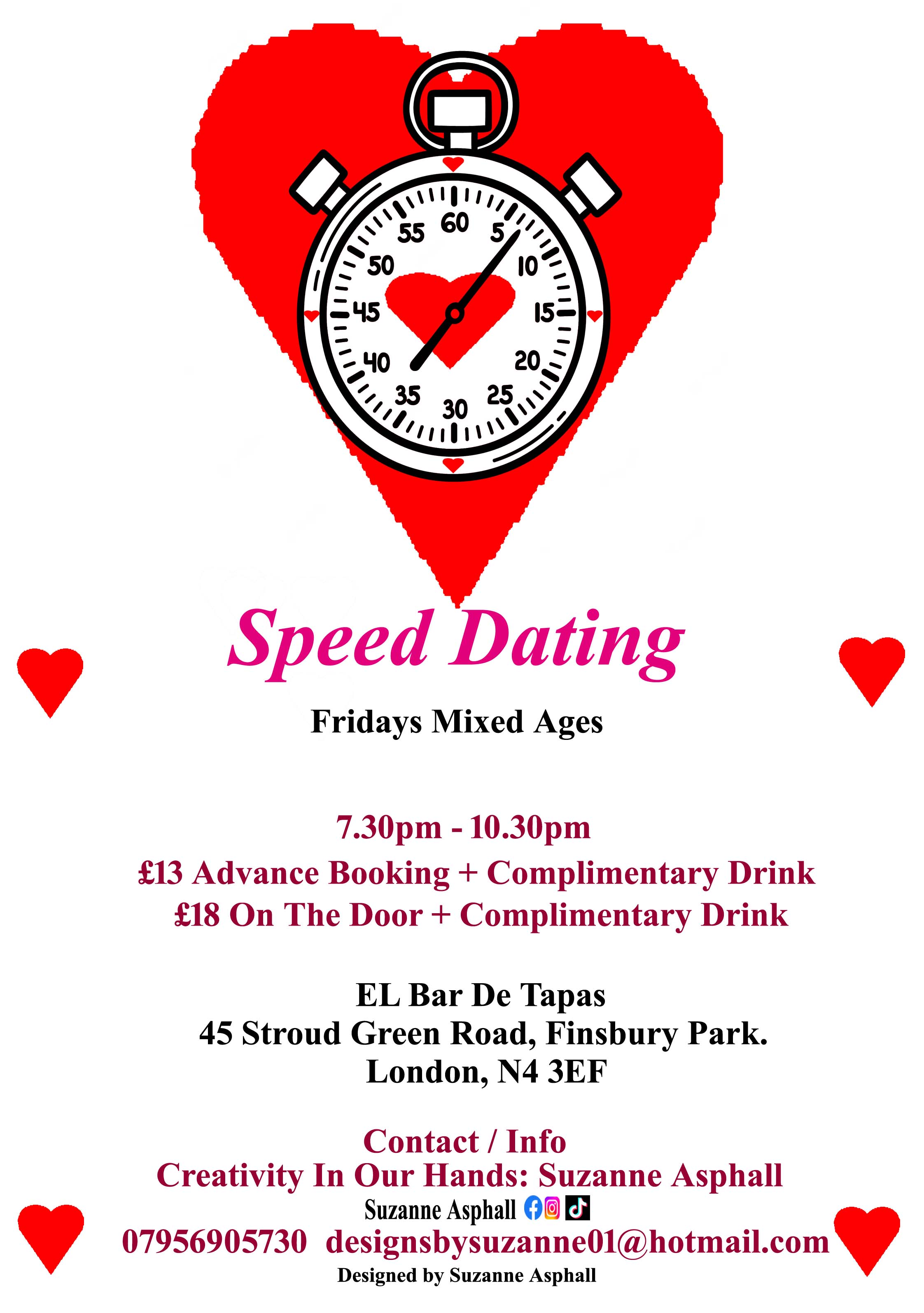 Speed Dating. Mixed Ages Fridays. El Bar De Tapas. Finsbury Park