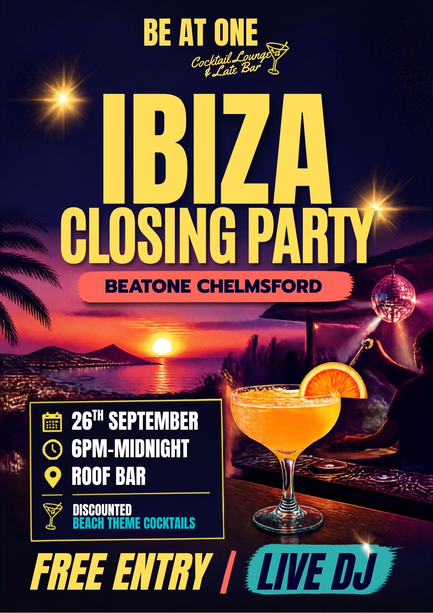 Ibiza Closing Party at Be At One Chelmsford