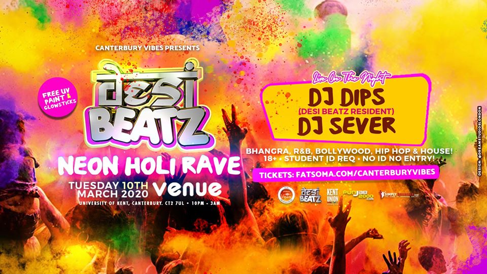 Neon Holi Rave 2020 – Desi Beatz Canterbury!