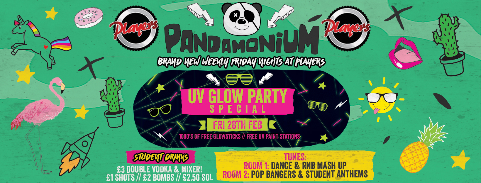 Pandamonium Fridays – UV Glow Party