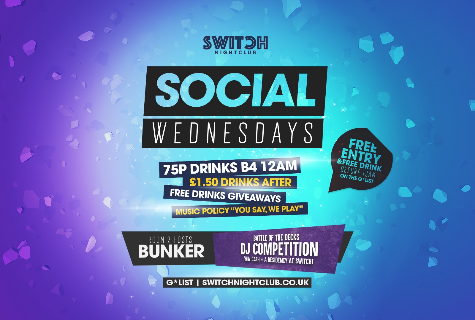 Social Wednesday’s 75p Drinks