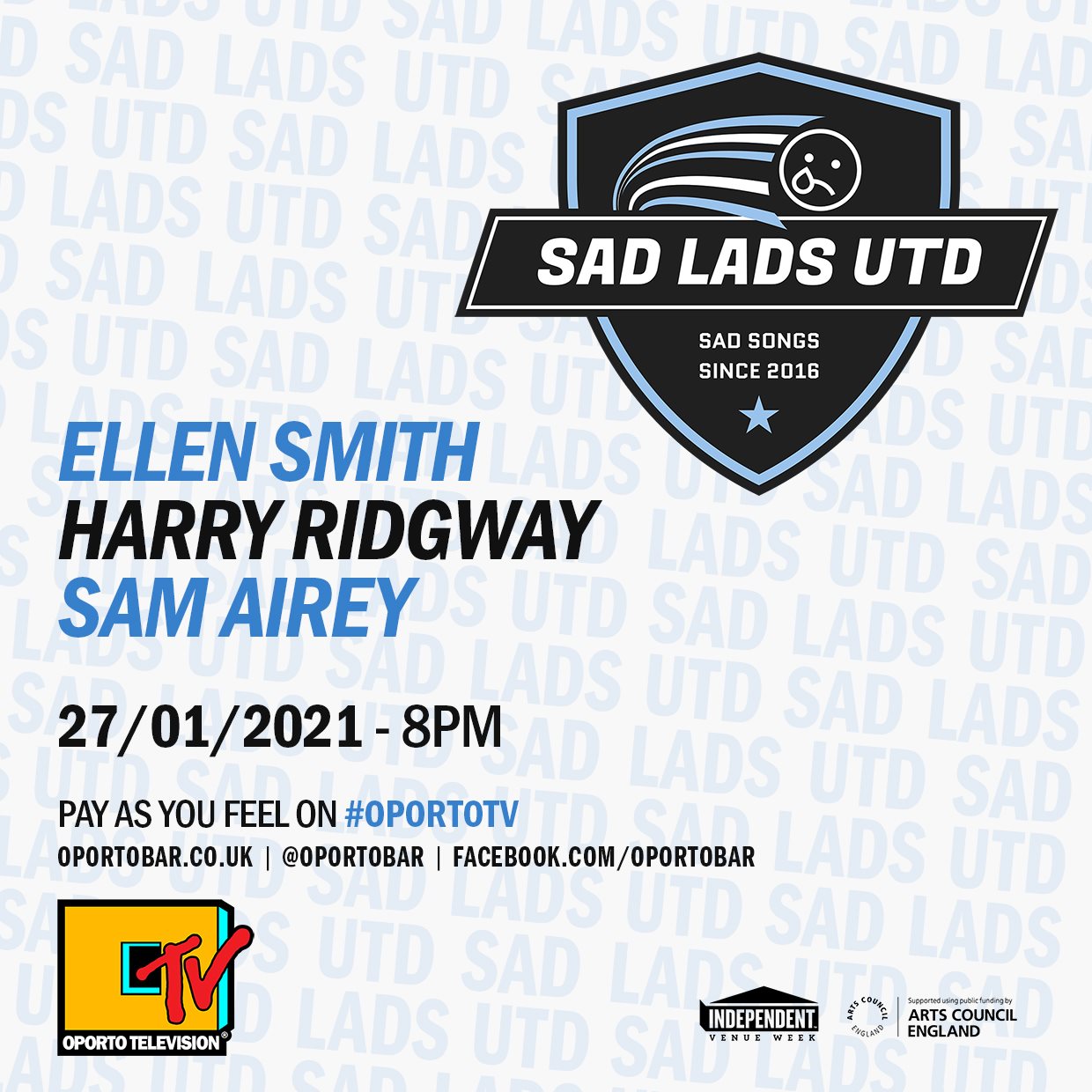 Sadlads Utd. ft. Sam Airey, Ellen Smith & Harry Ridgway on #OportoTV for Independent Venue Week