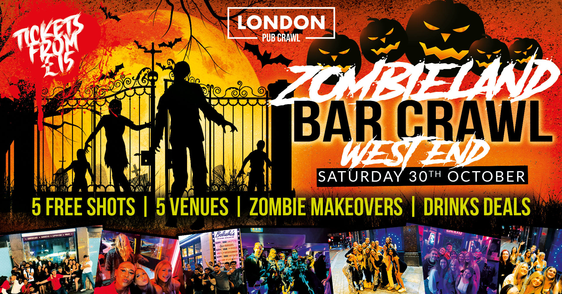 West End ZombieLand // London's Biggest Halloween Bar Crawl // Free