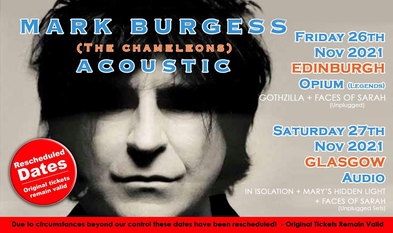 MARK BURGESS (The Chameleons) Acoustic Set  + In Isolation + Mary’s Hidden Light