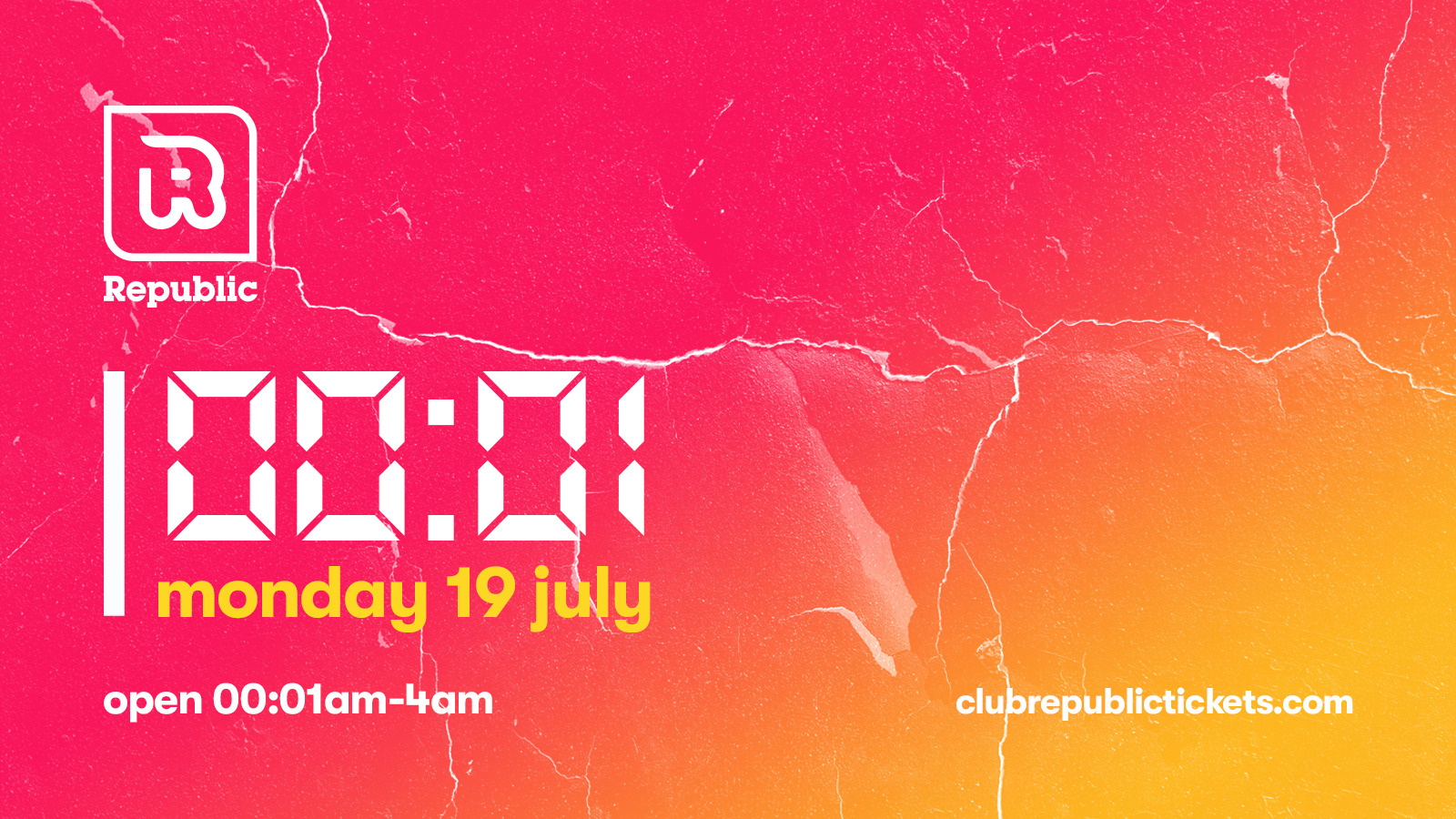 00:01 – RETURN OF THE DANCE FLOOR at Republic [TICKETS RUNNING LOW]