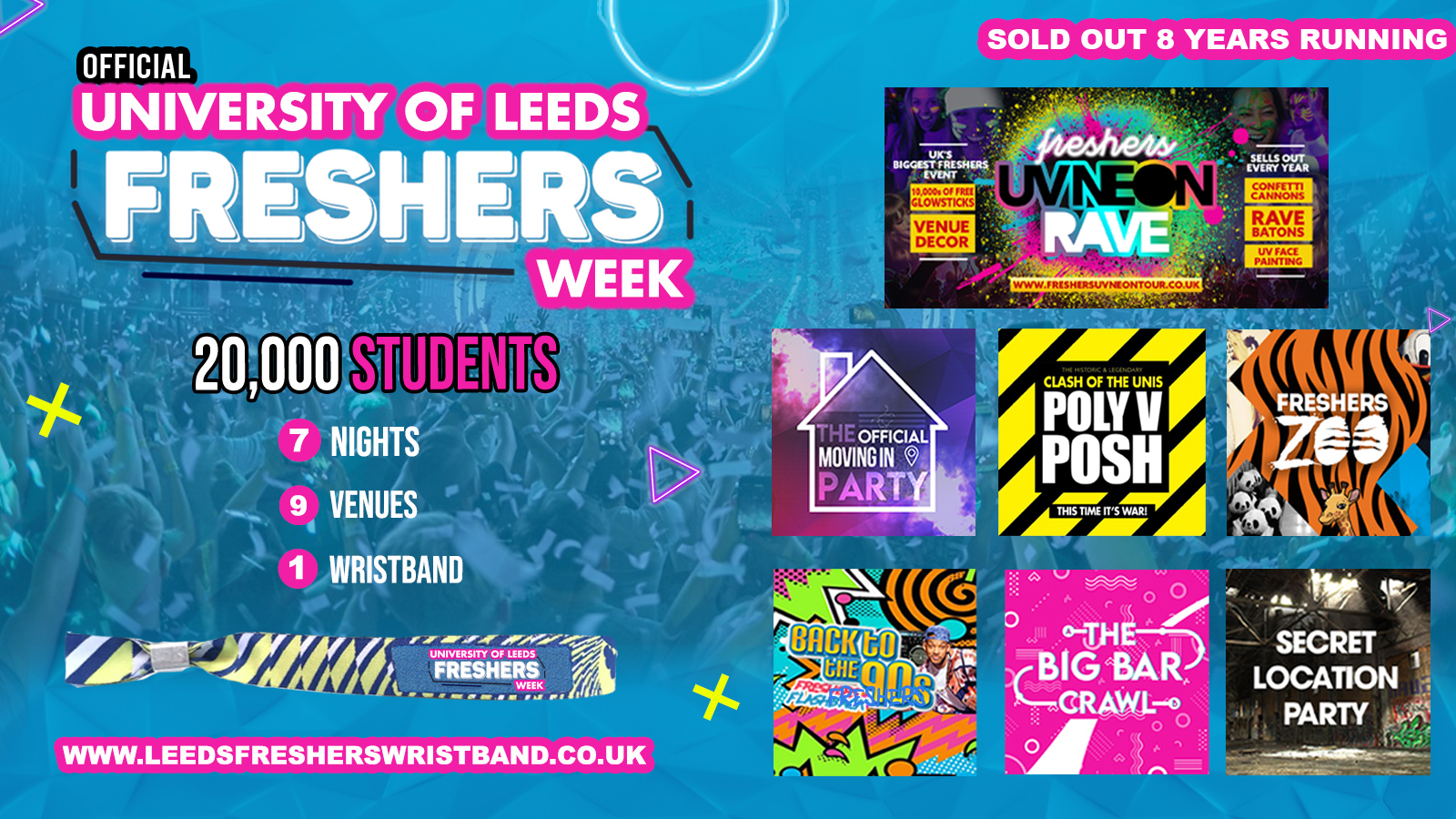 OFFICIAL University of Leeds Freshers Week Wristband 2021 Leeds