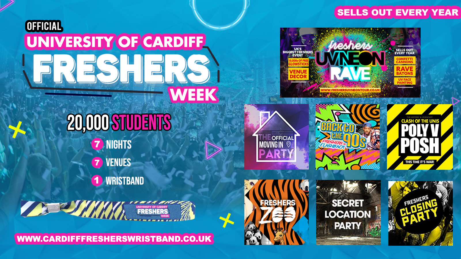 OFFICIAL Cardiff University Freshers Week Wristband 2021 Cardiff