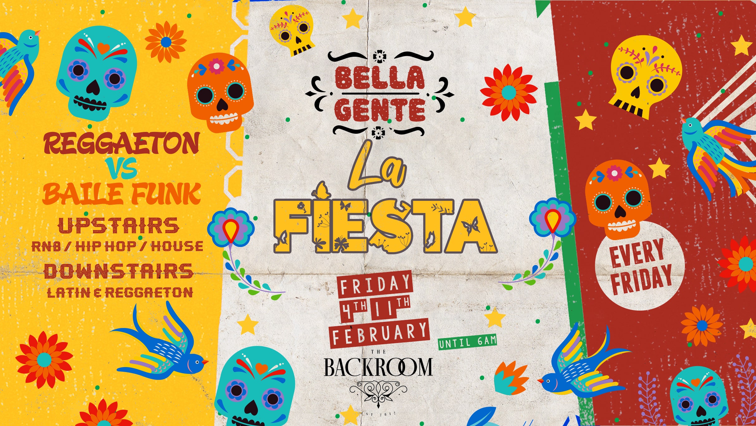 Bella Gente – La Fiesta – Reggaeton vs Baile Funk 💃 – The Backroom – Friday 4th February