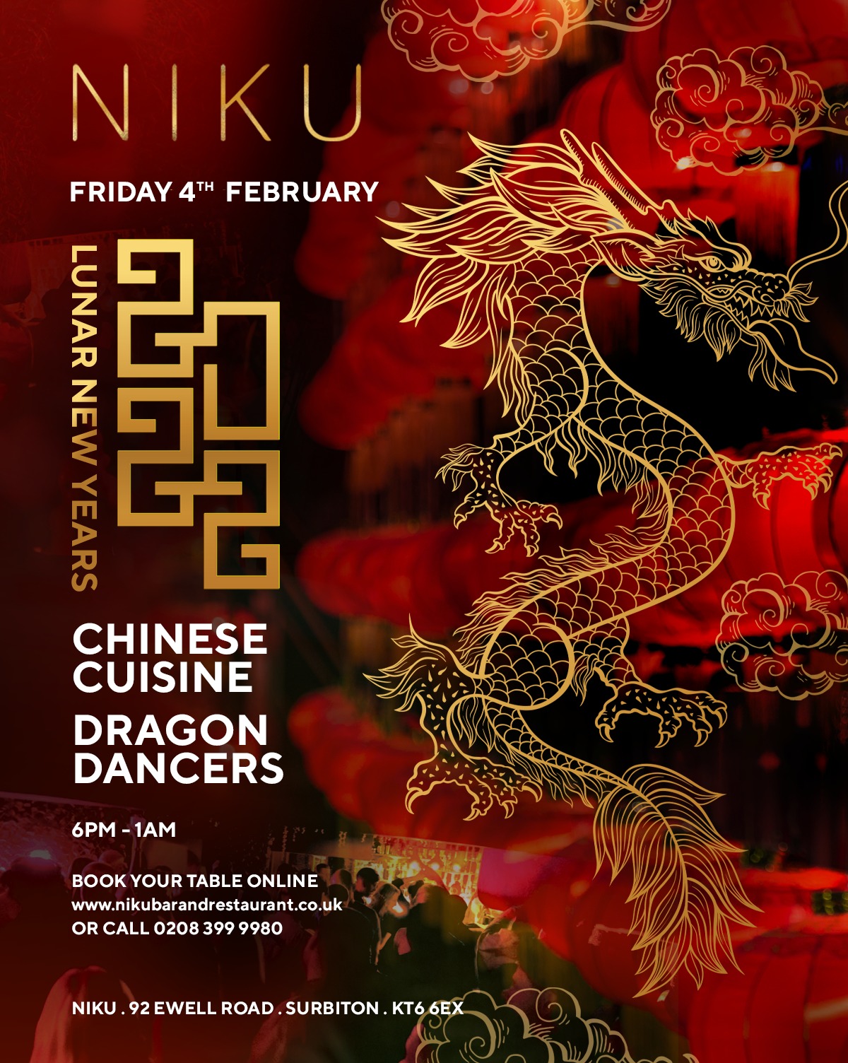 LUNAR NEW YEARS EVENT 2022 at Niku, Surbiton on 4th Feb 2022 | Fatsoma