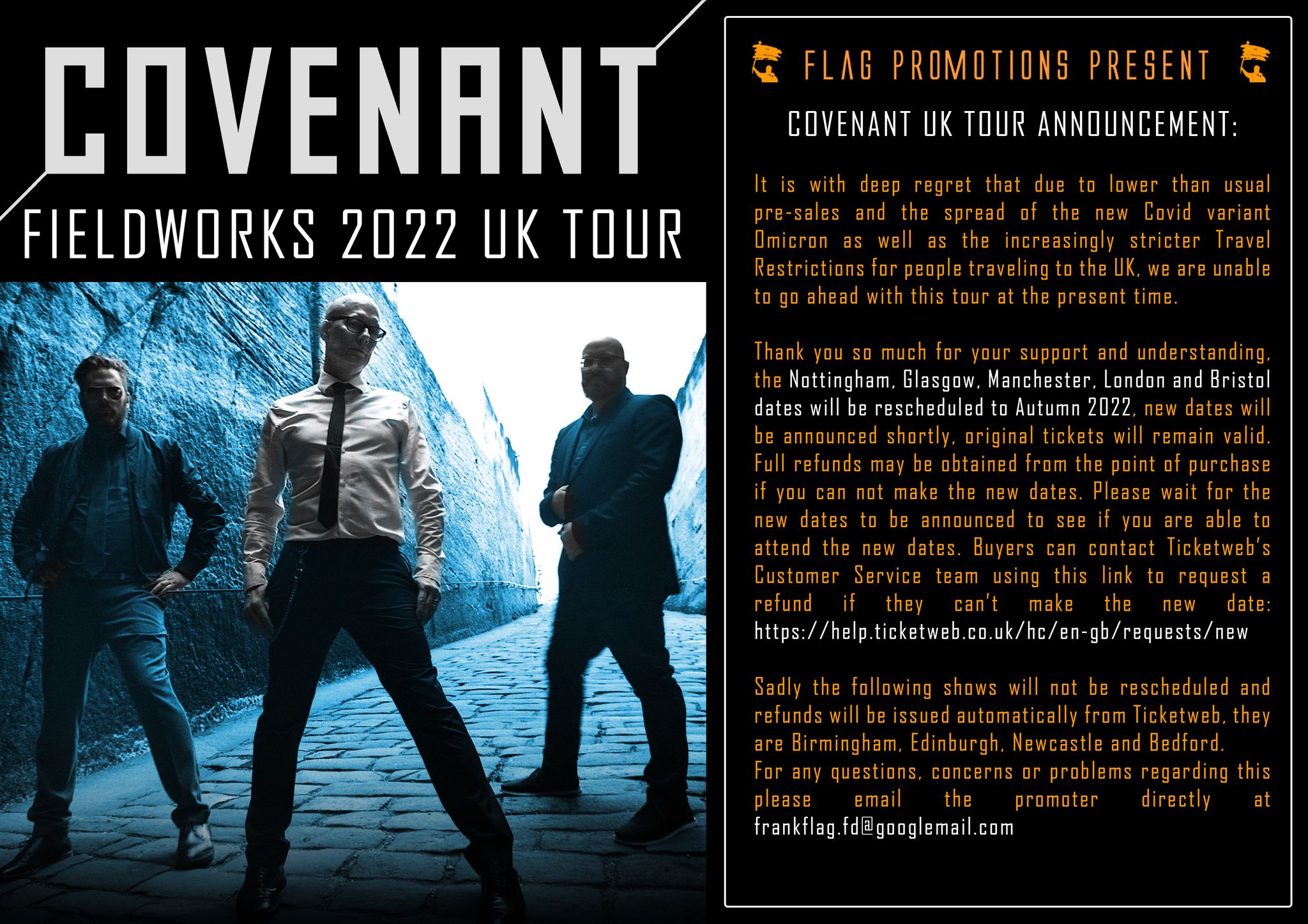 Covenant Fieldworks UK Tour – TO BE RESCHEDULED